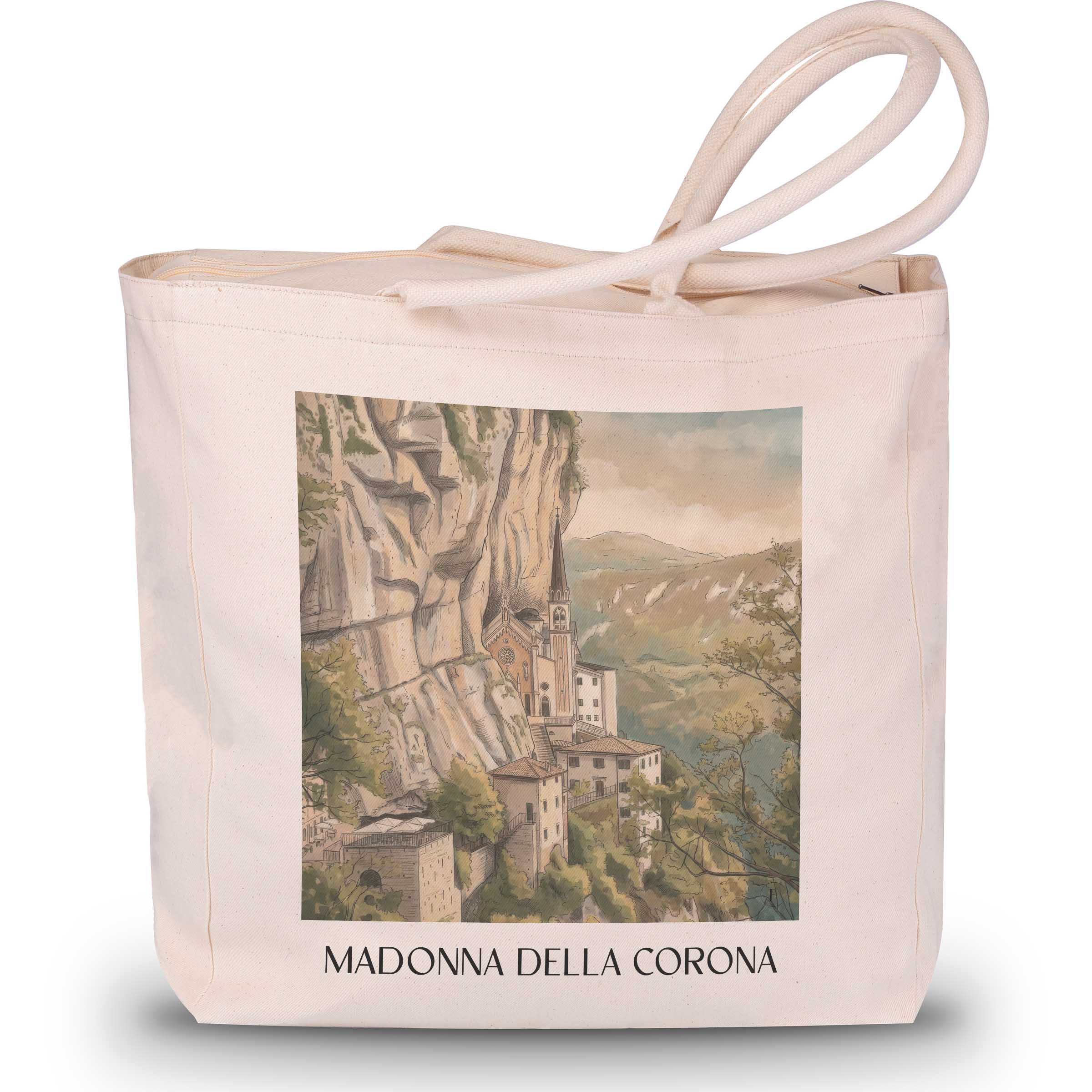 Madonna della Corona Shopping Tasche - Venetien - Italien Tote Bag - Einkaufstasche im Aquarell Stil - favplace