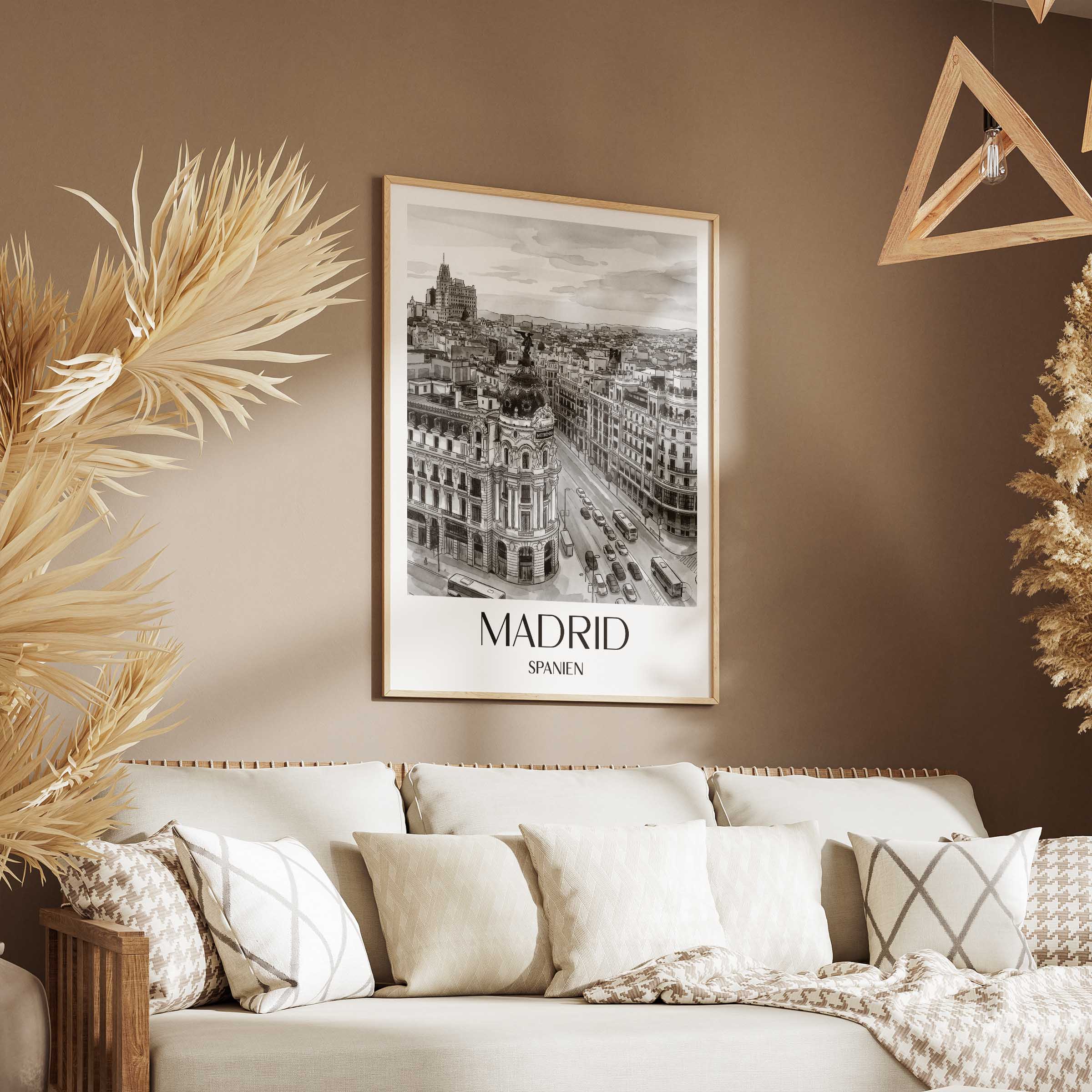 madrid-spanien-poster-aquarell-schwarz-weiss