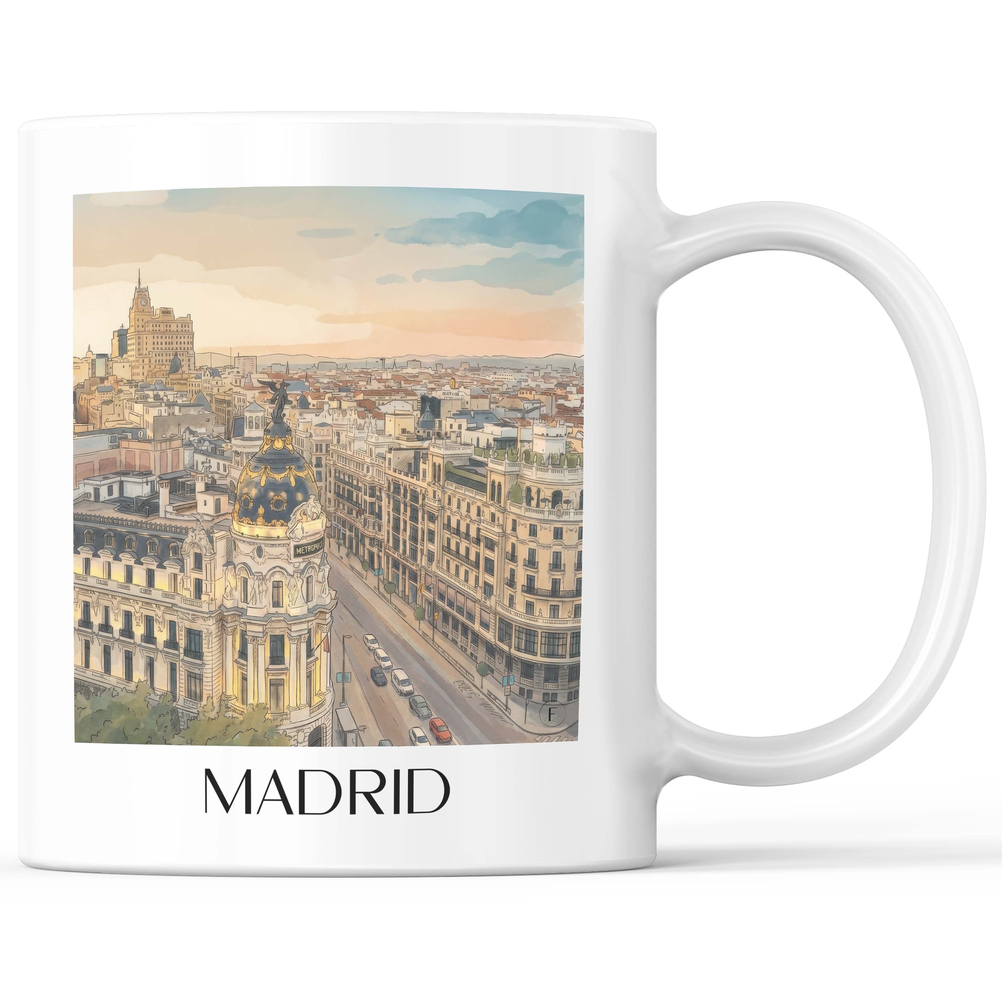 Madrid - Spanien Becher - Kaffeetasse im Aquarell Stil - favplace
