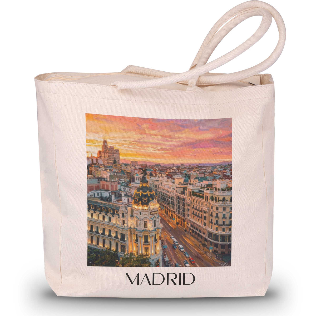 Madrid - Spanien Tote Bag - Einkaufstasche im Ölgemälde Stil - favplace