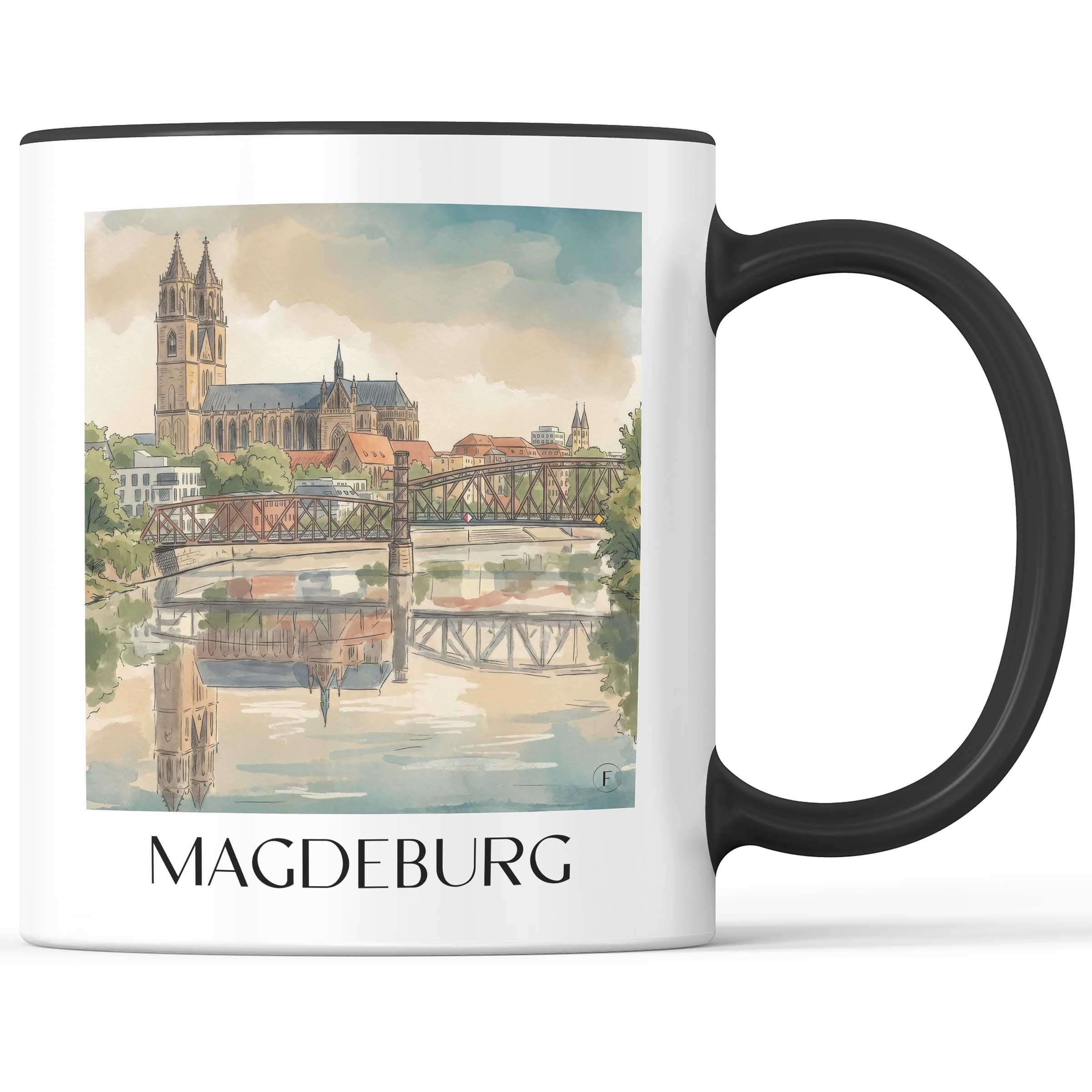 Magdeburg Kaffeebecher - Sachsen-Anhalt - Deutschland Becher - Kaffeetasse im Aquarell Stil - favplace