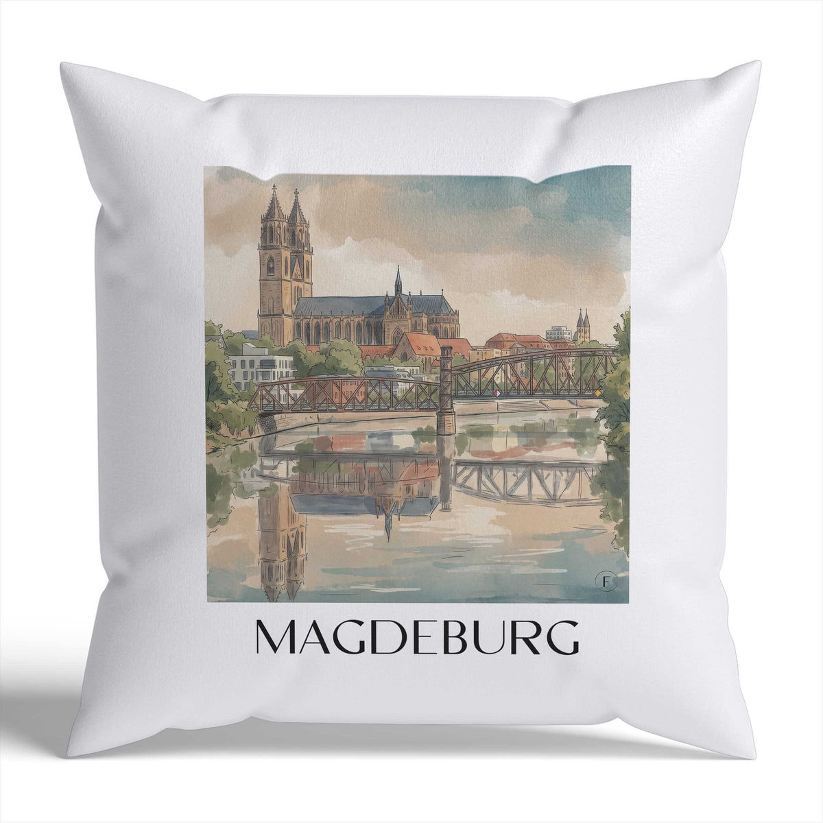 Magdeburg Kissenhülle - Zierkissen Bezug - Sachsen-Anhalt - Deutschland Kissen bzw. Kissenbezug im Aquarell Stil - favplace