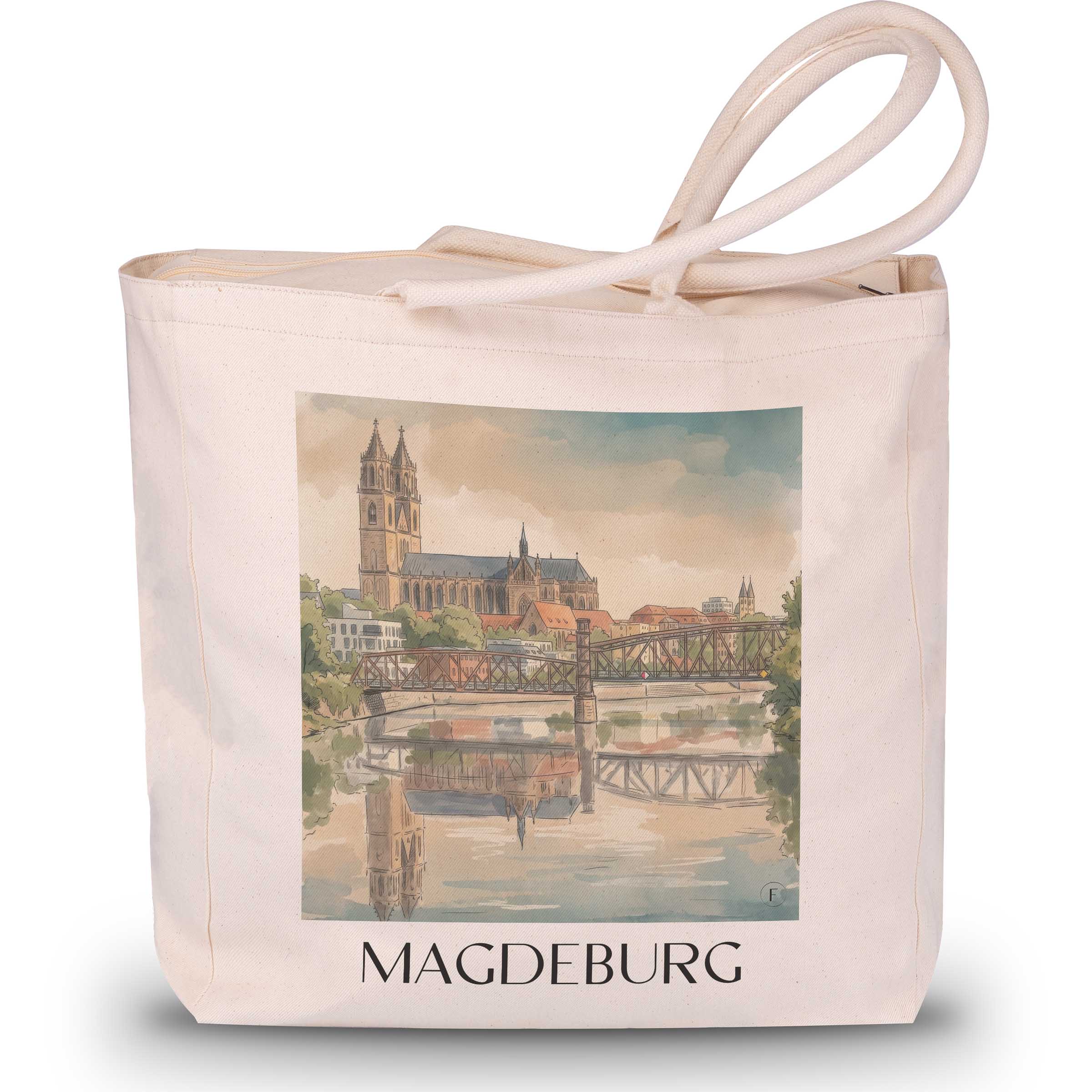 Magdeburg Shopping Tasche - Sachsen-Anhalt - Deutschland Tote Bag - Einkaufstasche im Aquarell Stil - favplace