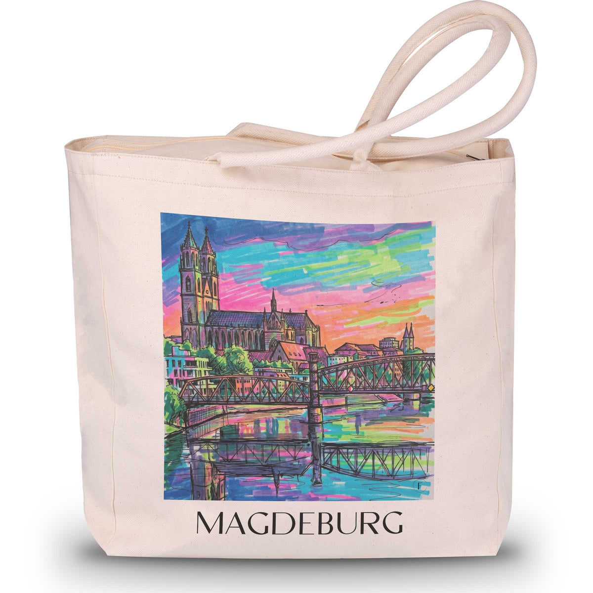 Magdeburg Shopping Tasche - Sachsen-Anhalt - Deutschland Tote Bag - Einkaufstasche im Tag Graffiti Stil - favplace