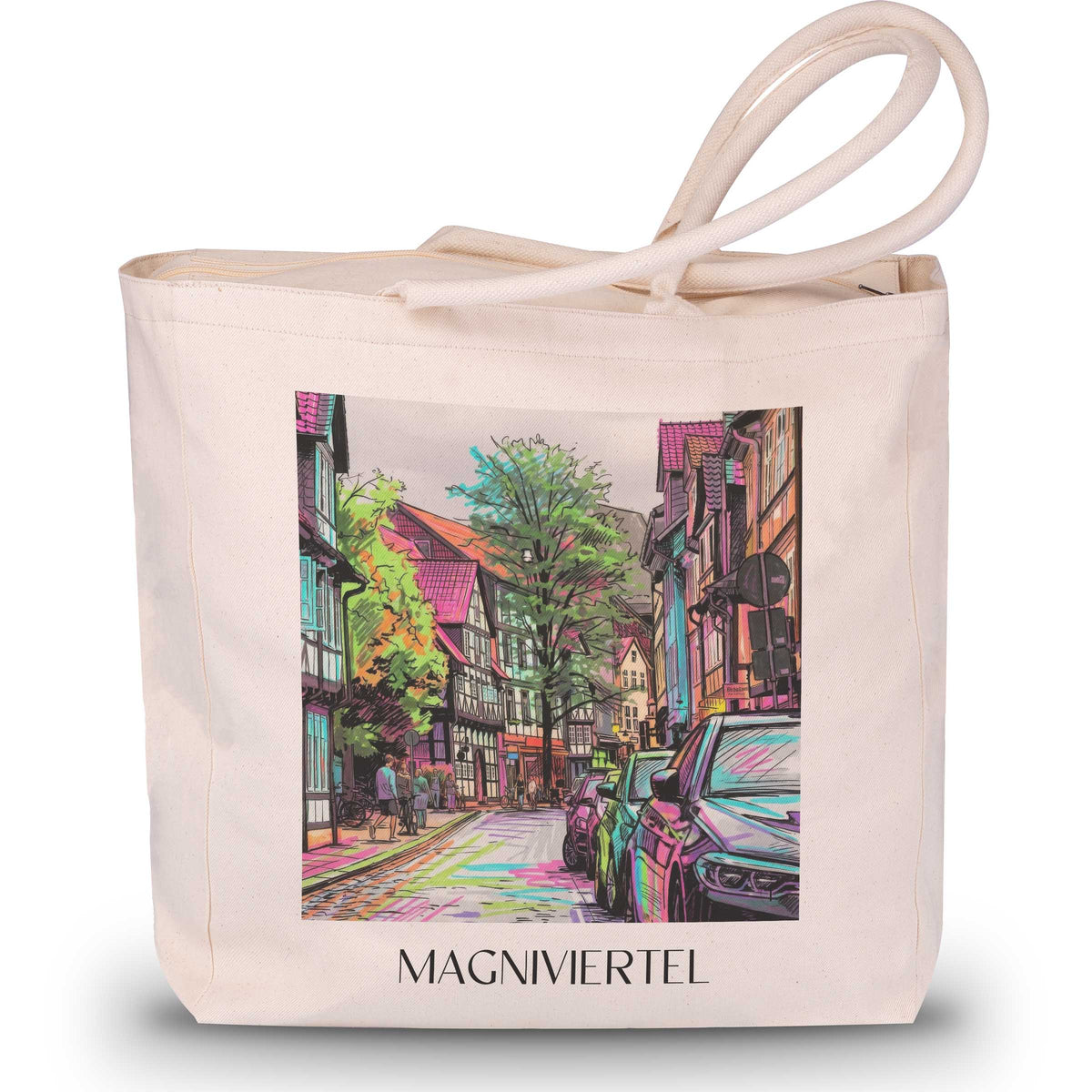 Magniviertel Shopping Tasche - Braunschweig - Deutschland Tote Bag - Einkaufstasche im Tag Graffiti Stil - favplace