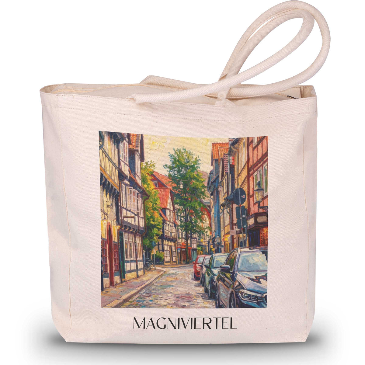 Magniviertel Shopping Tasche - Braunschweig - Deutschland Tote Bag - Einkaufstasche im Ölgemälde Stil - favplace