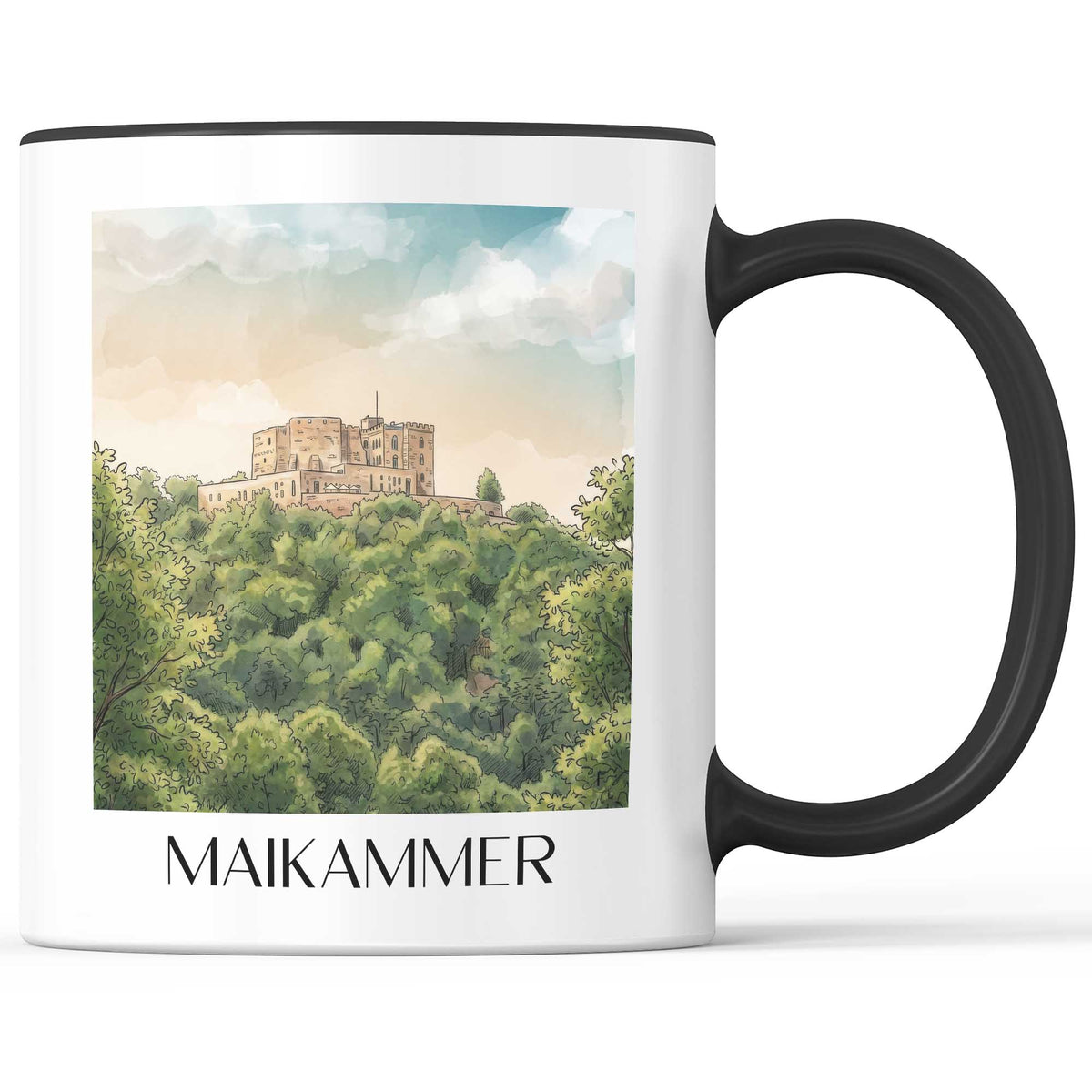 maikammer-pfälzer-weinstraße-deutschland-kaffeebecher-aquarell