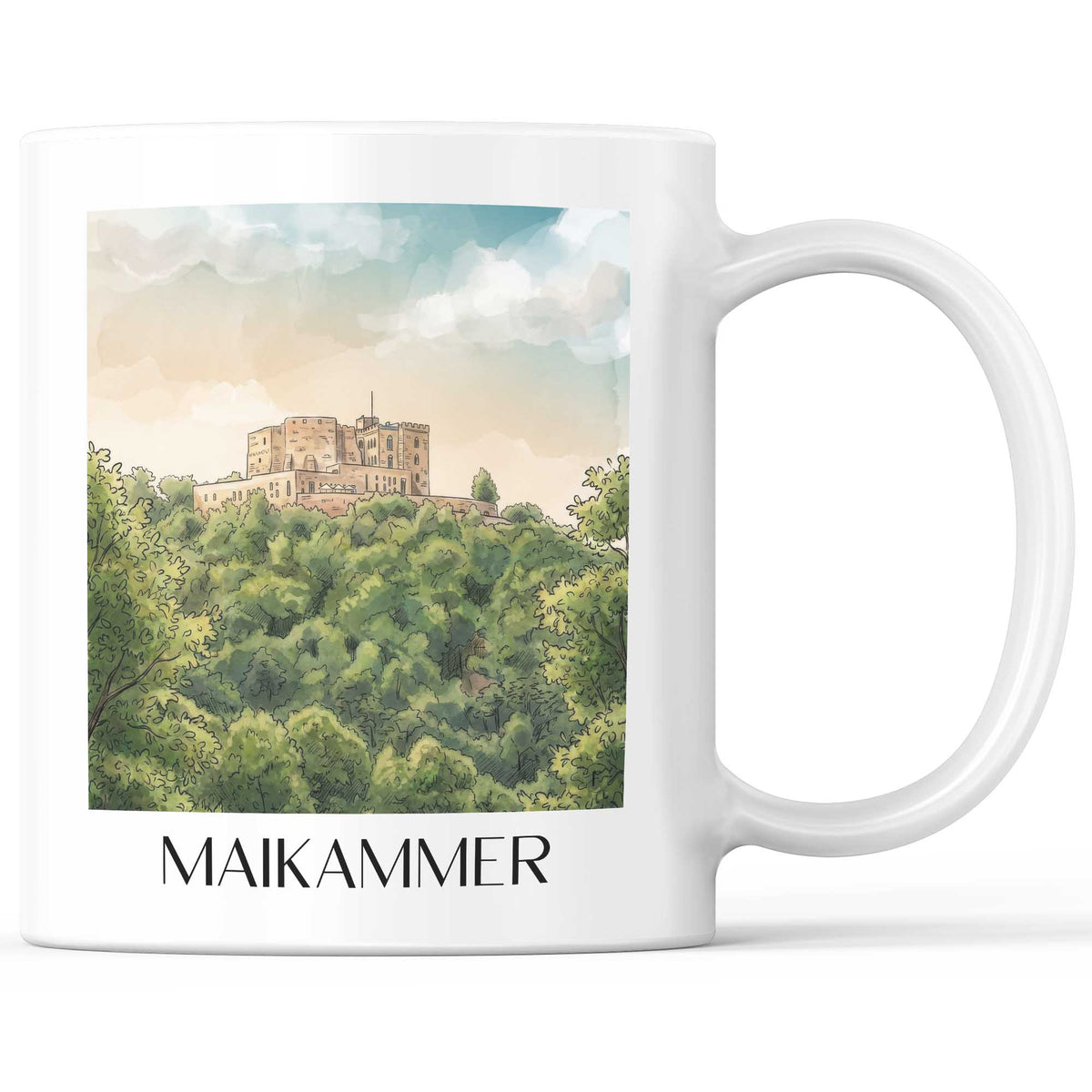 Maikammer Kaffeebecher - Pfälzer Weinstraße - Deutschland Becher - Kaffeetasse im Aquarell Stil - favplace