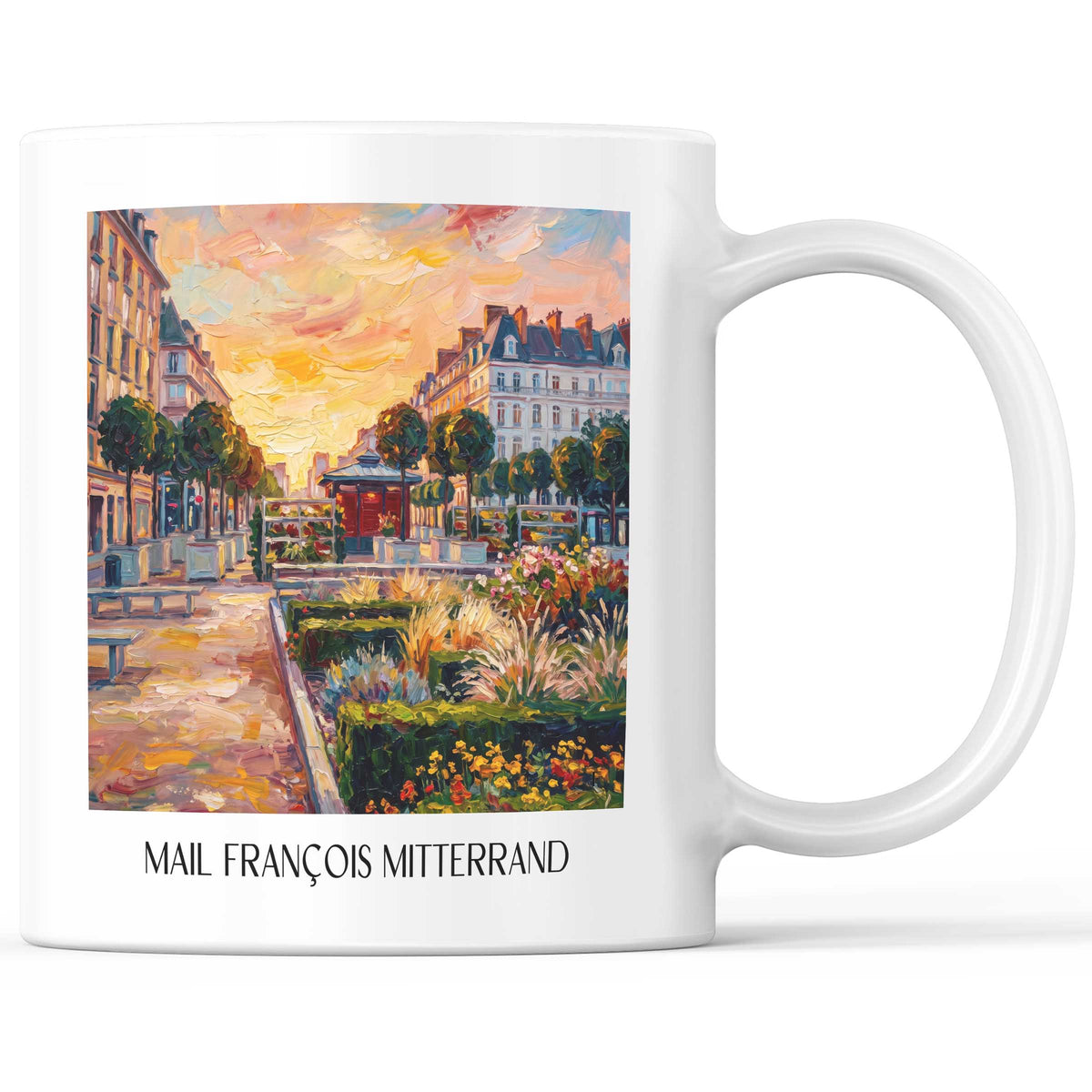 Mail François Mitterrand Kaffeebecher - Rennes - Frankreich Becher - Kaffeetasse im Ölgemälde Stil - favplace
