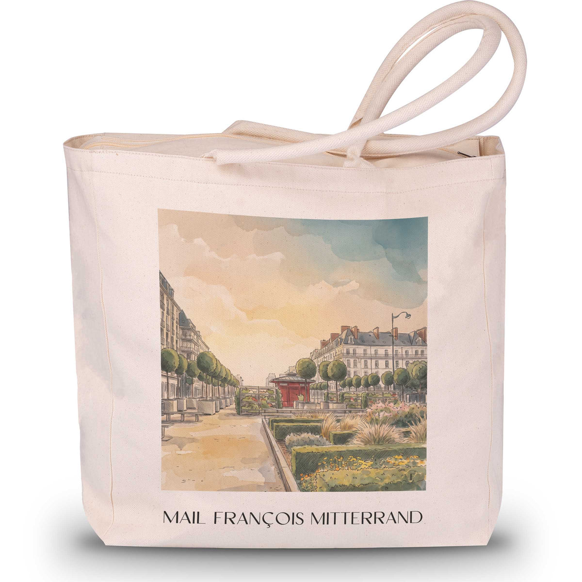 mail-françois-mitterrand-rennes-frankreich-einkaufstasche-aquarell