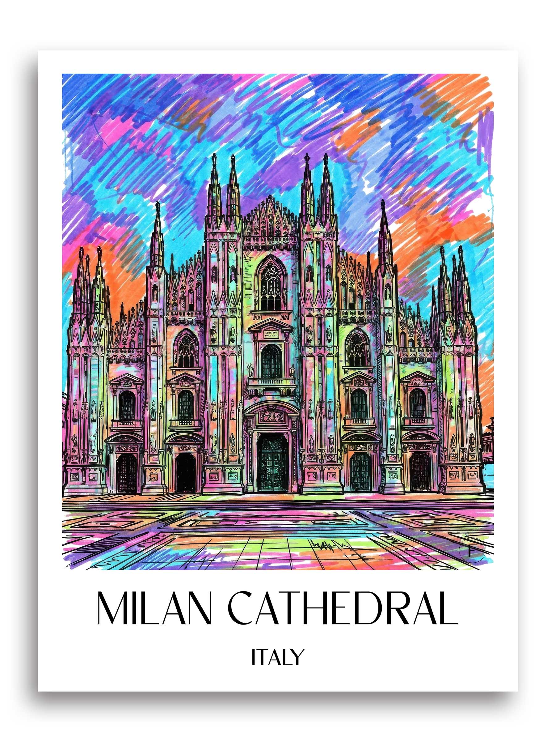 Mailänder Dom Poster - - Italien Kunstdruck - Tag Graffiti von A4 bis A1 - favplace
