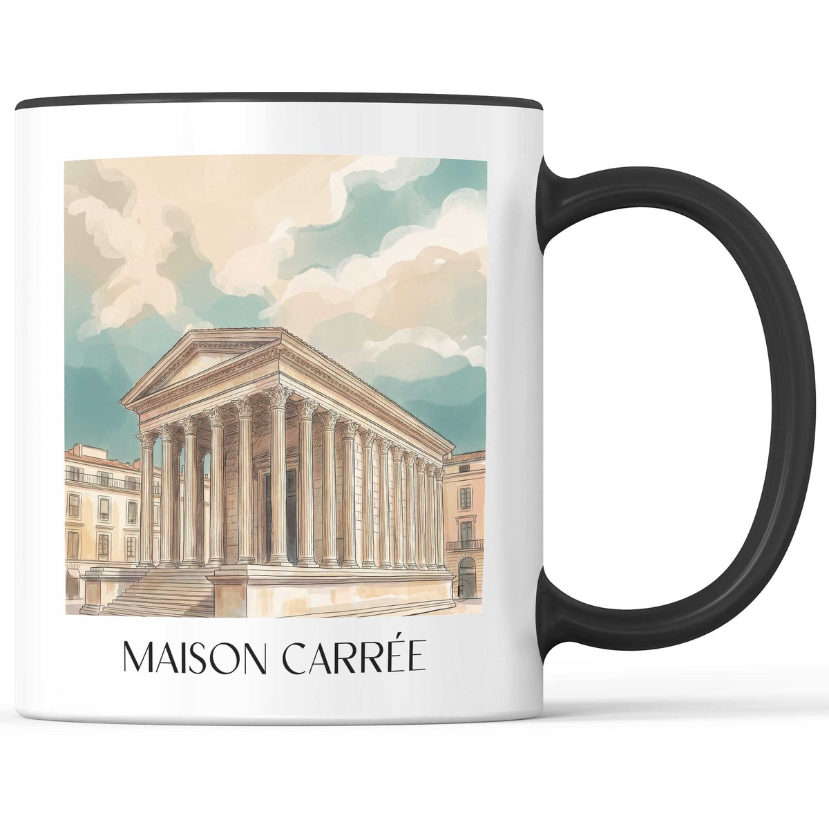 Maison Carrée Kaffeebecher - Nîmes - Frankreich Becher - Kaffeetasse im Aquarell Stil - favplace