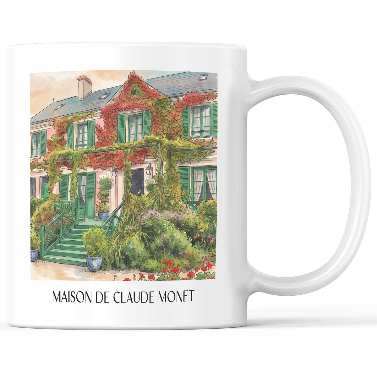 Maison de Claude Monet Kaffeebecher - Giverny - Frankreich Becher - Kaffeetasse im Aquarell Stil