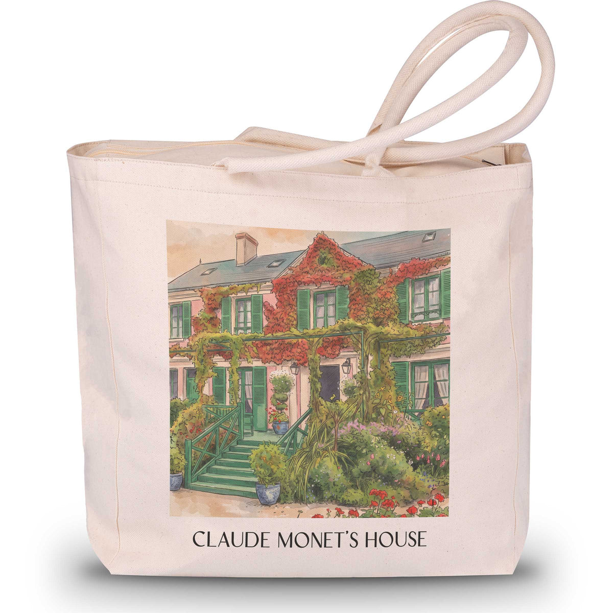 Maison de Claude Monet Shopping Tasche - Giverny - Frankreich Tote Bag - Einkaufstasche im Aquarell Stil - favplace