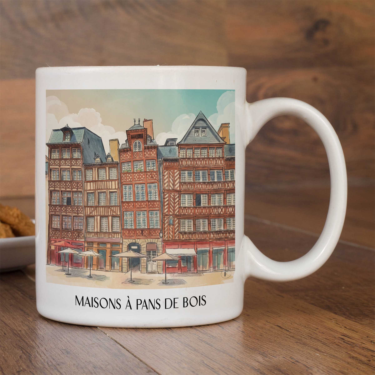 maisons-à-pans-de-bois-rennes-frankreich-kaffeebecher-aquarell