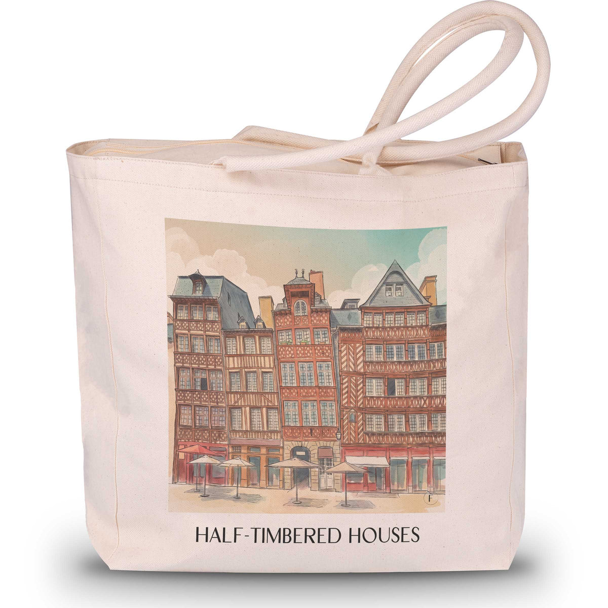 Maisons à Pans de Bois Shopping Tasche - Rennes - Frankreich Tote Bag - Einkaufstasche im Aquarell Stil - favplace