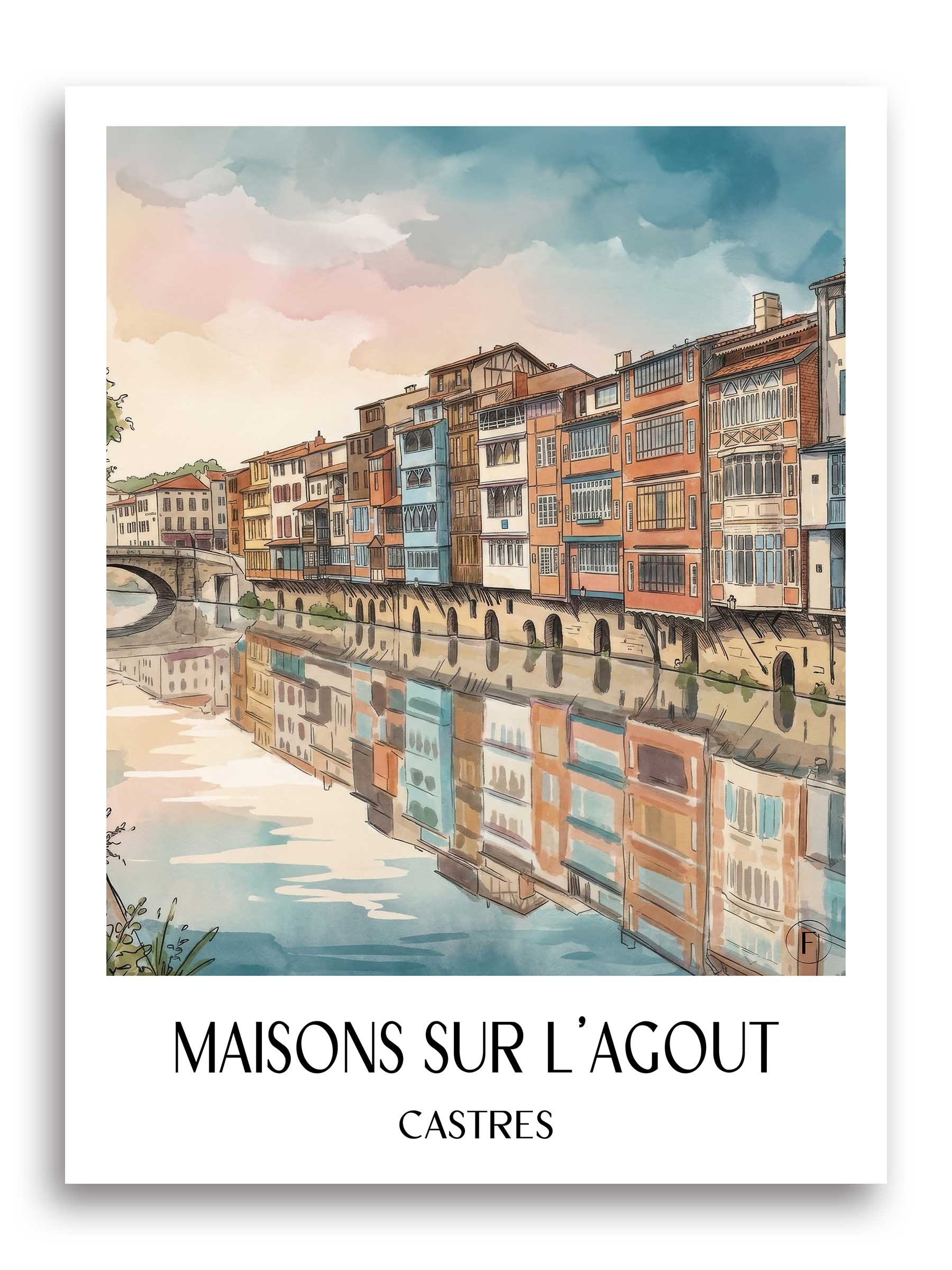 maisons-sur-l'agout-castres--frankreich-poster-aquarell
