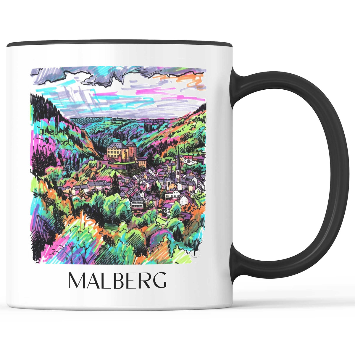 Malberg Kaffeebecher - Eifel - Deutschland Becher - Kaffeetasse im Tag Graffiti Stil - favplace