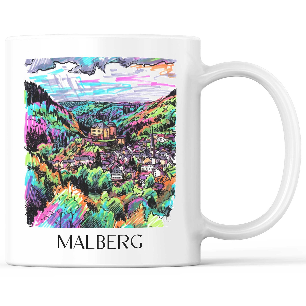 Malberg Kaffeebecher - Eifel - Deutschland Becher - Kaffeetasse im Tag Graffiti Stil - favplace