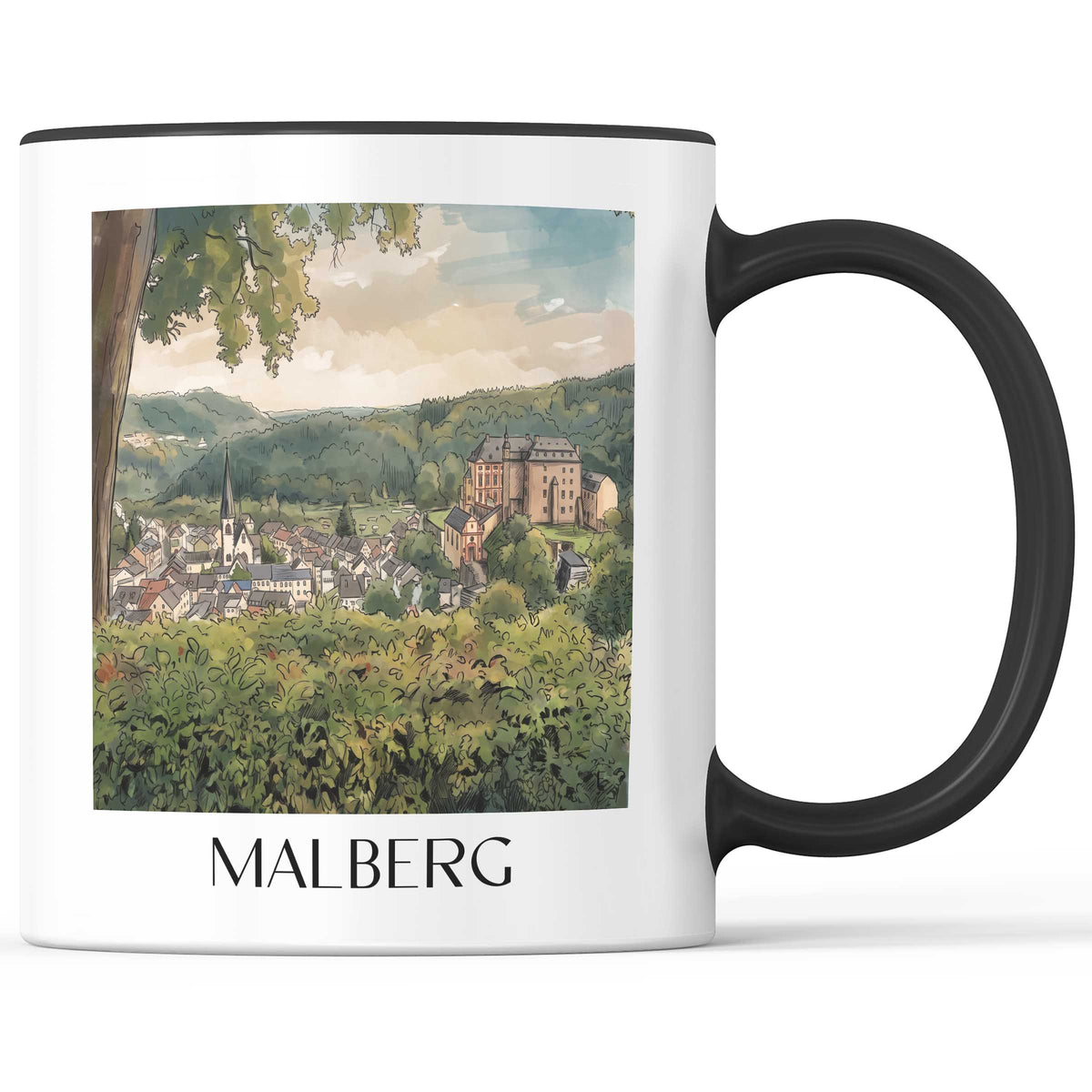 Malberg Kaffeebecher - Spessart - Deutschland Becher - Kaffeetasse im Aquarell Stil - favplace