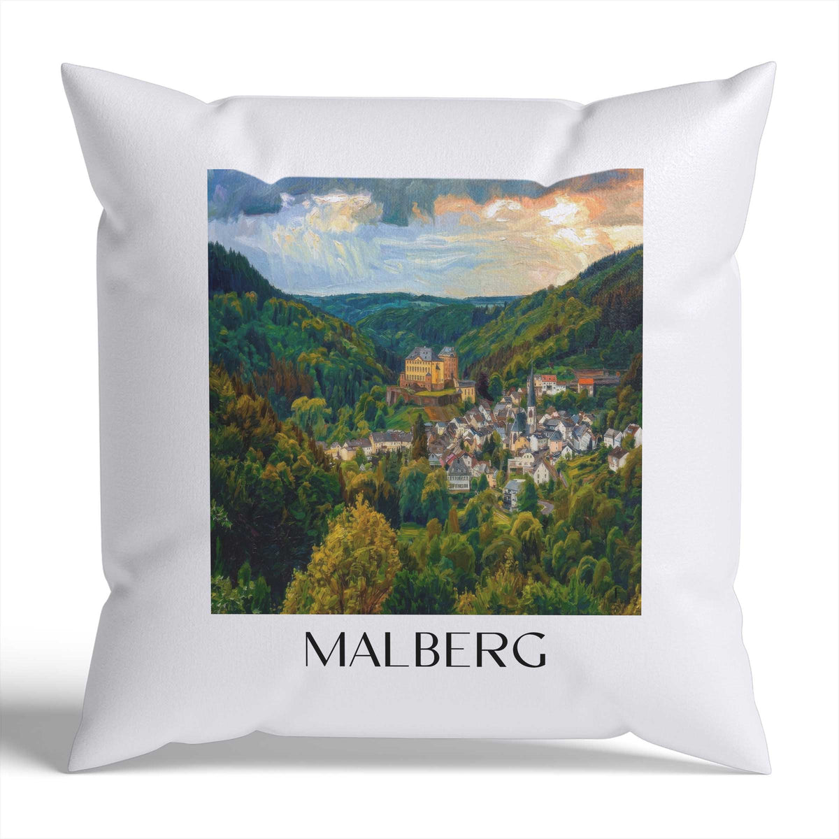 Malberg Kissenhülle - Zierkissen Bezug - Eifel - Deutschland Kissen bzw. Kissenbezug im Ölgemälde Stil - favplace