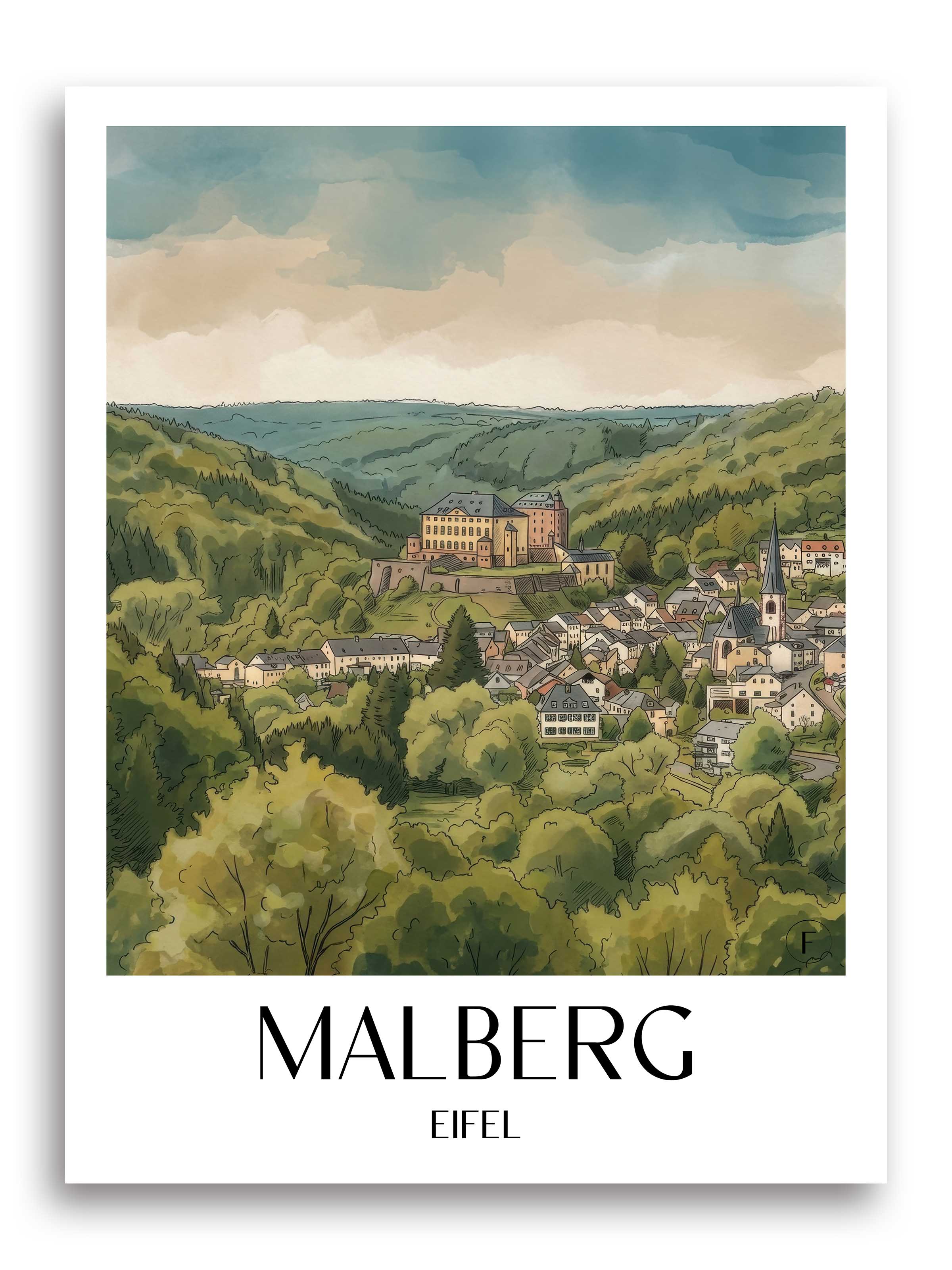 malberg-eifel-deutschland-poster-aquarell