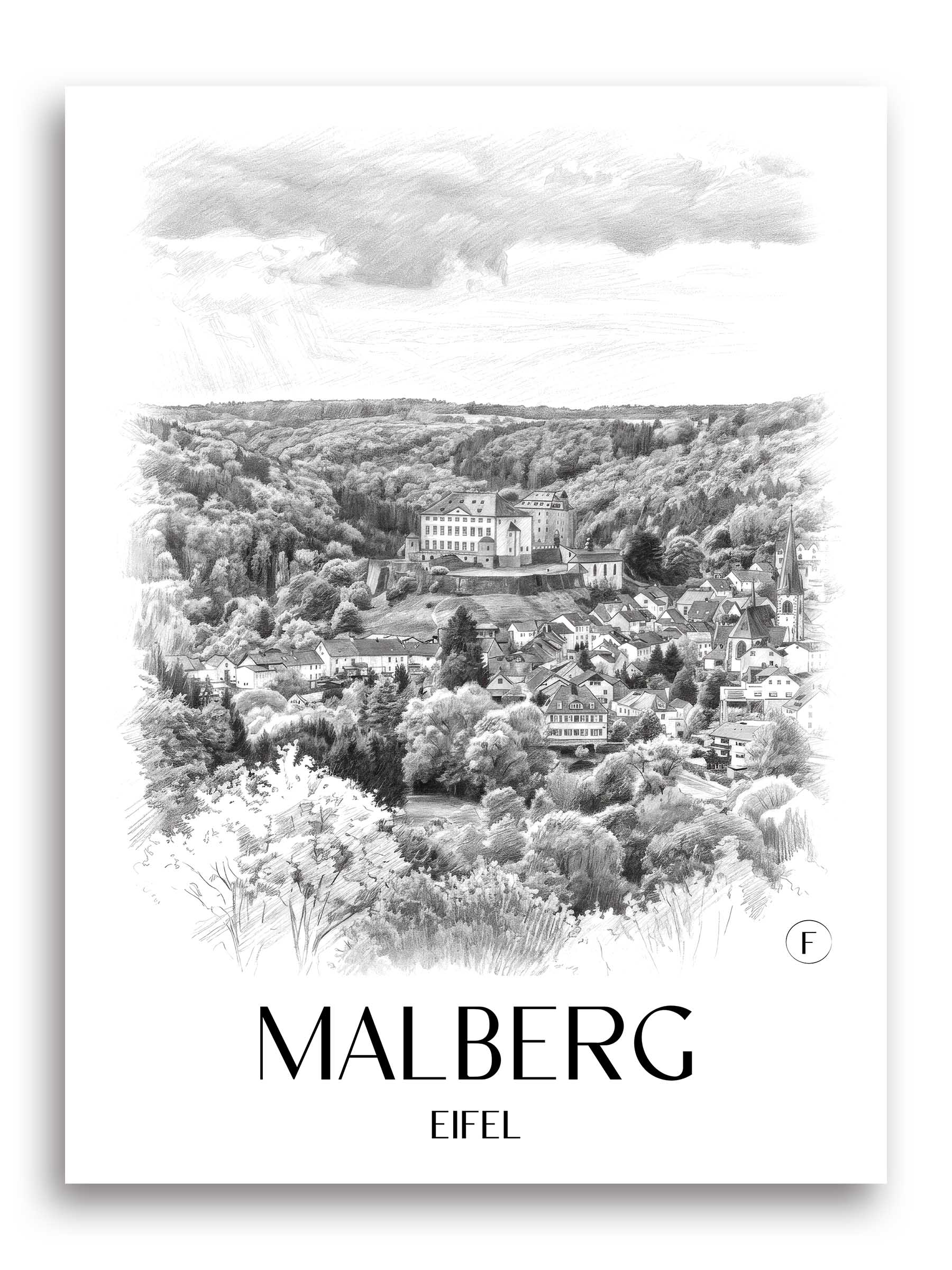 malberg-eifel-deutschland-poster-bleistift-zeichnung-drawing