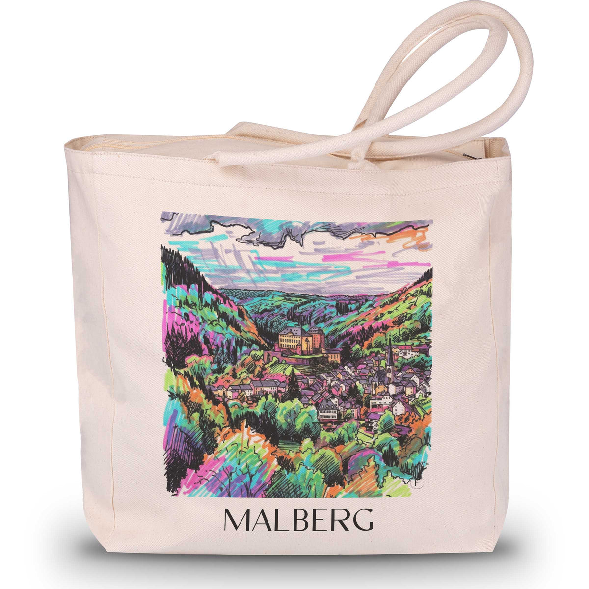 Malberg Shopping Tasche - Eifel - Deutschland Tote Bag - Einkaufstasche im Tag Graffiti Stil - favplace