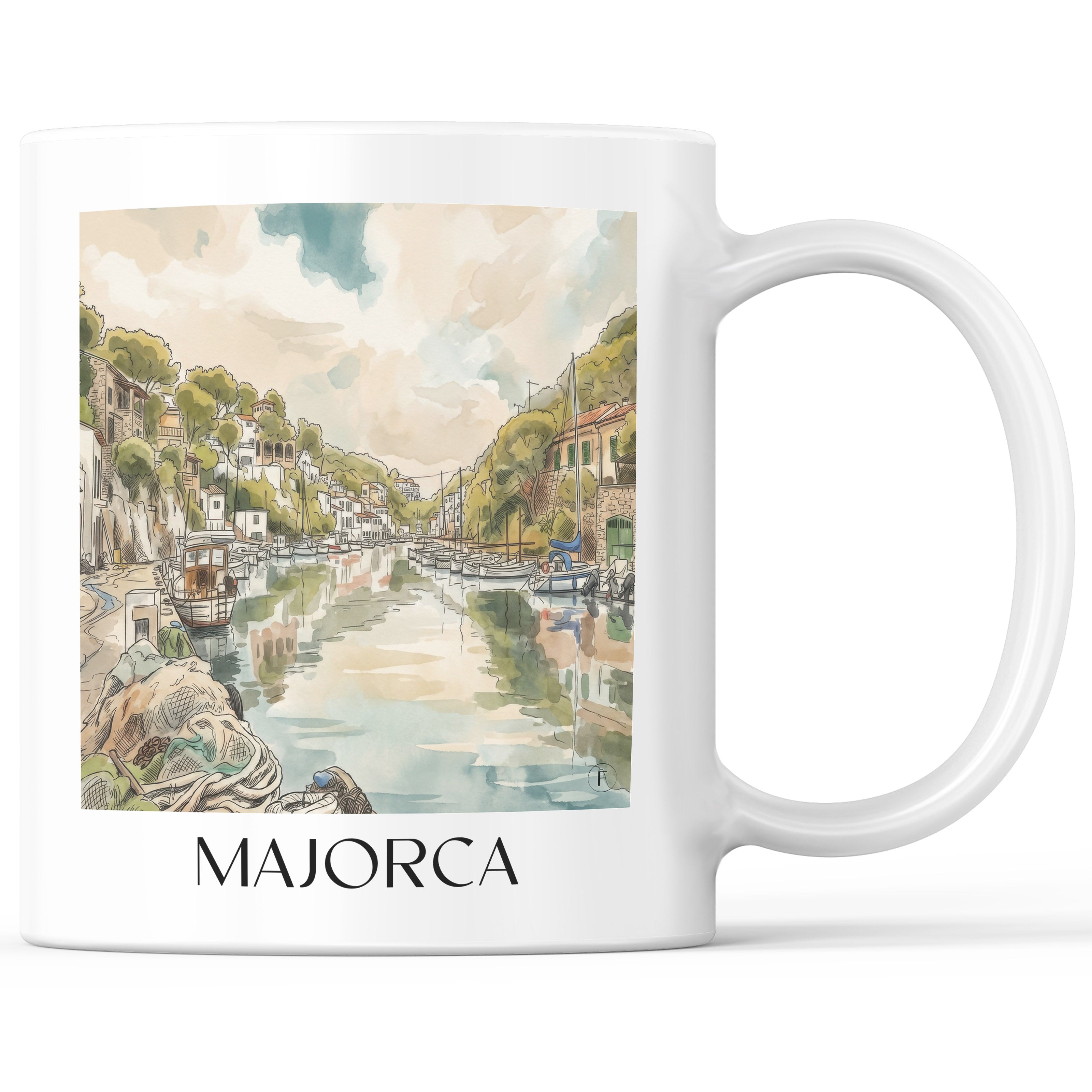 Mallorca Kaffeebecher - Spanien - Spanien Becher - Kaffeetasse im Aquarell Stil - favplace