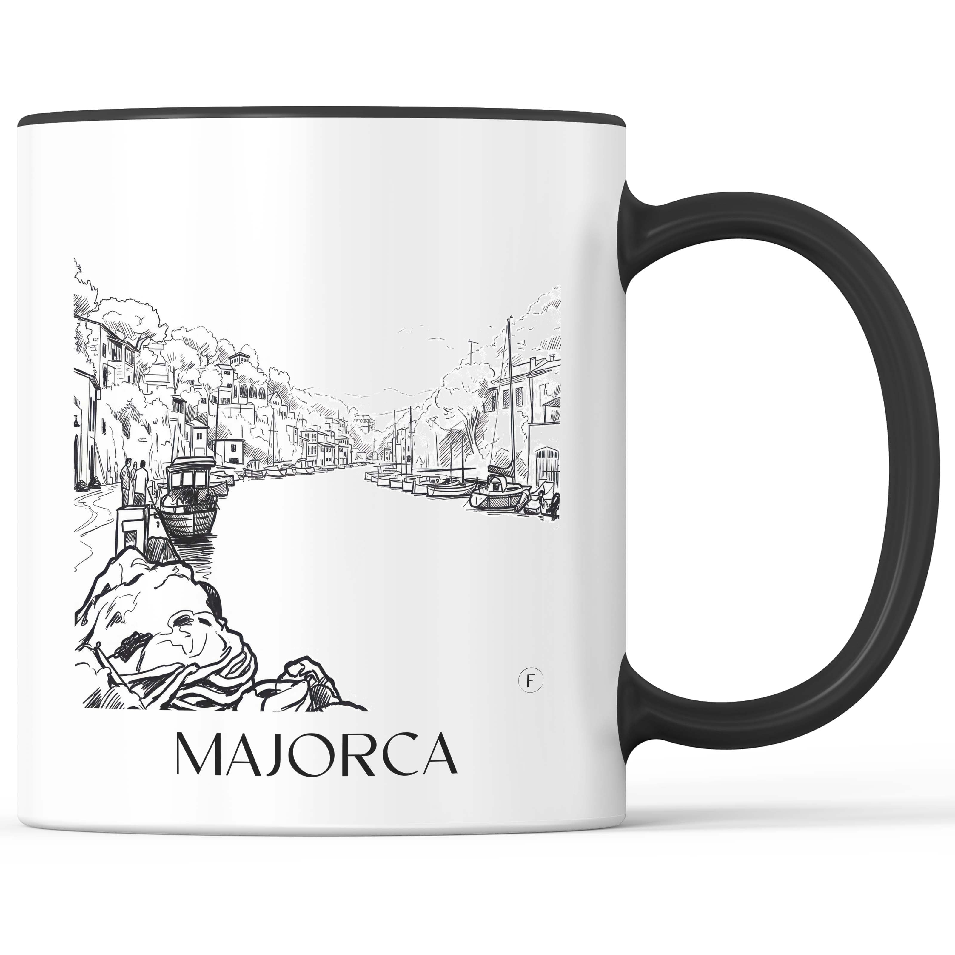 Mallorca Kaffeebecher - Spanien - Spanien Becher - Kaffeetasse im Skizze Stil - favplace