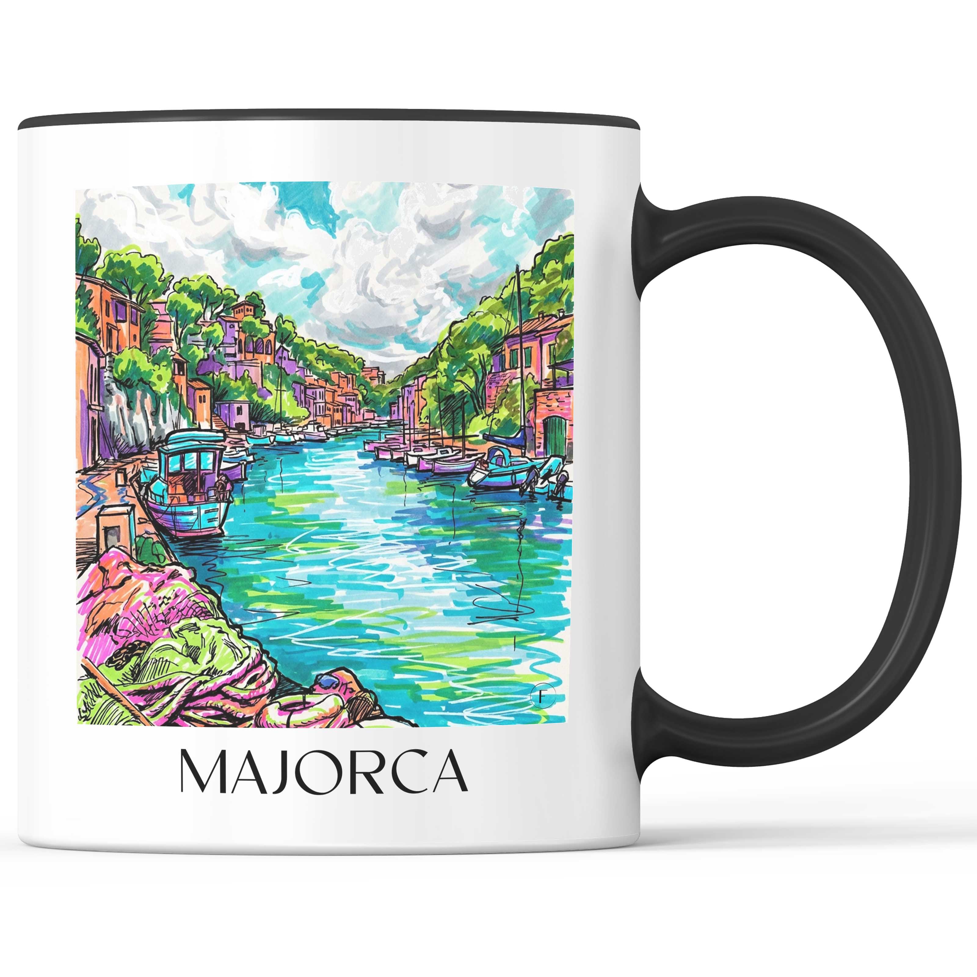 Mallorca Kaffeebecher - Spanien - Spanien Becher - Kaffeetasse im Tag Graffiti Stil - favplace