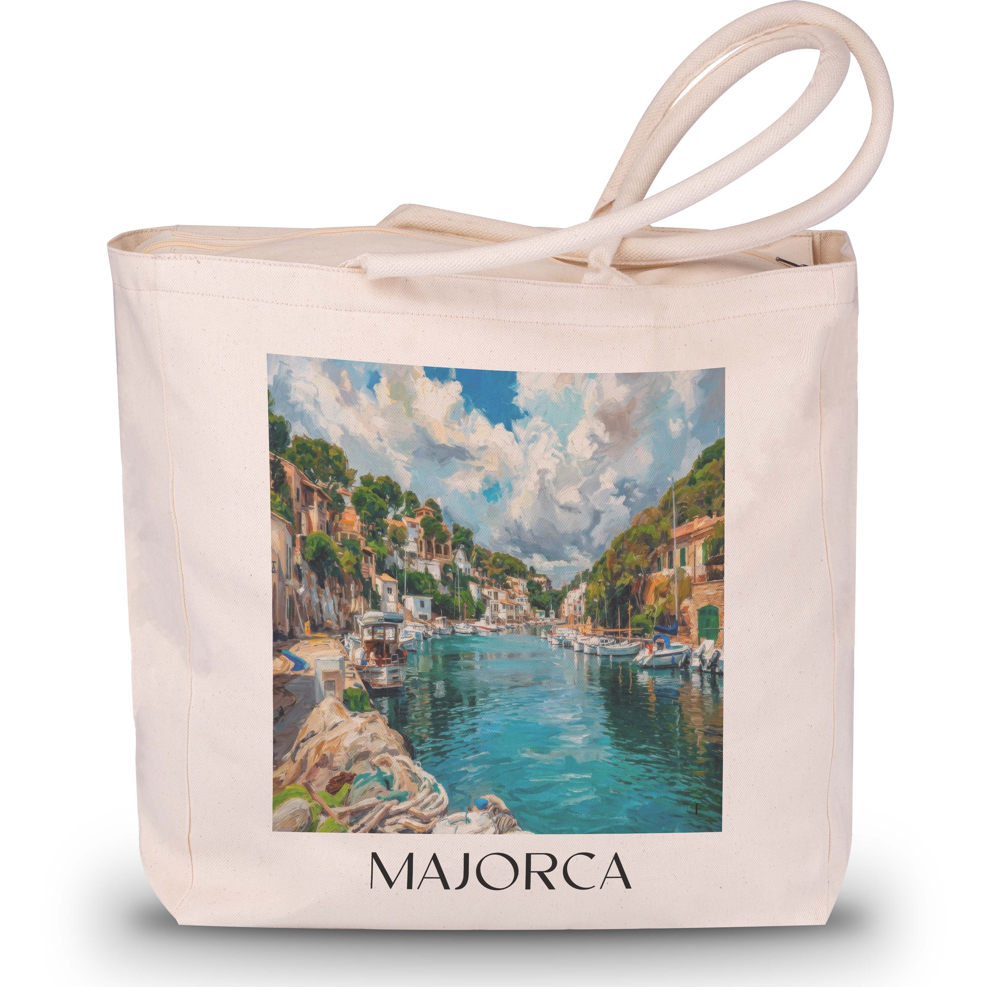 Mallorca Shopping Tasche - Spanien - Spanien Tote Bag - Einkaufstasche im Ölgemälde Stil - favplace