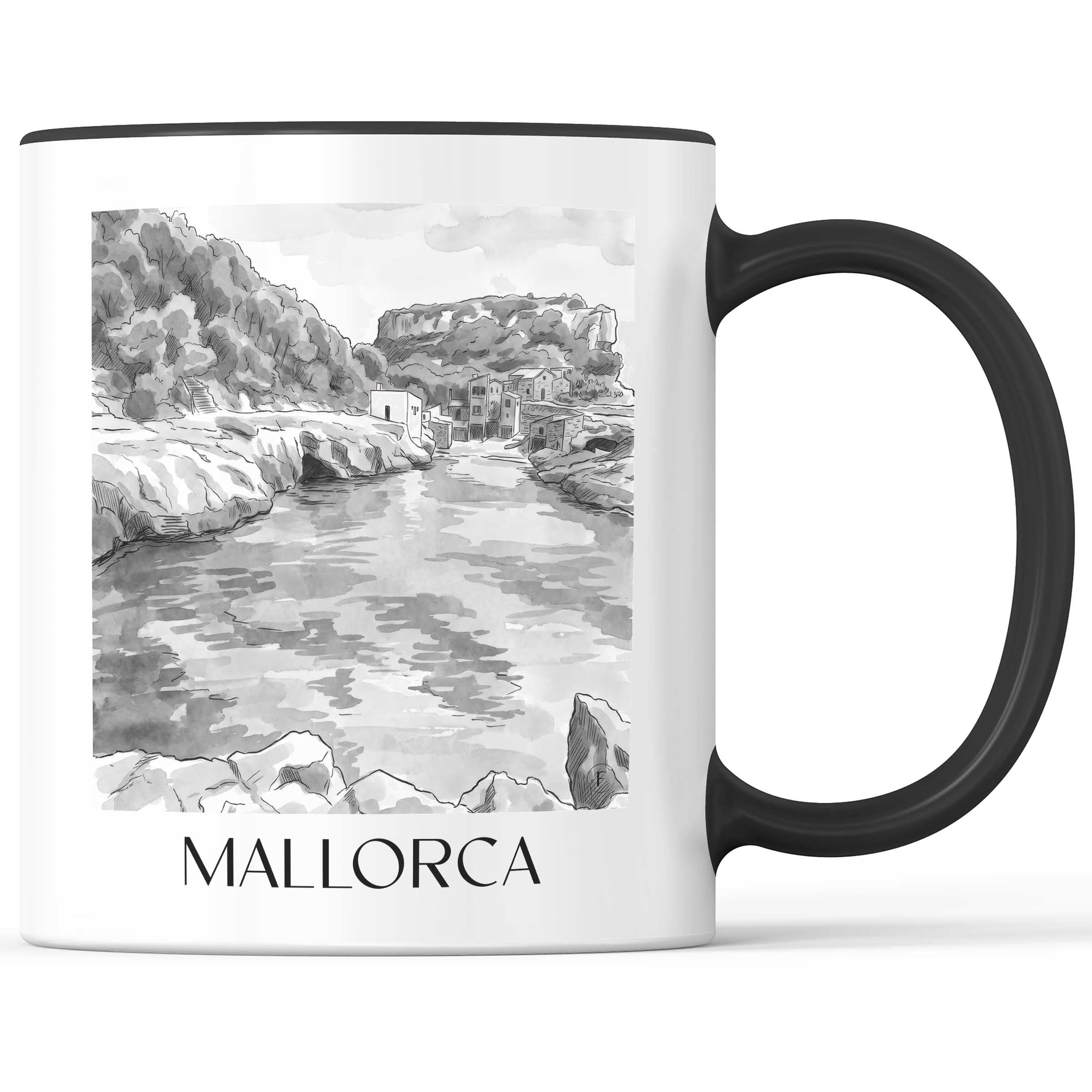 mallorca-spanien-kaffeebecher-aquarell-schwarz-weiss