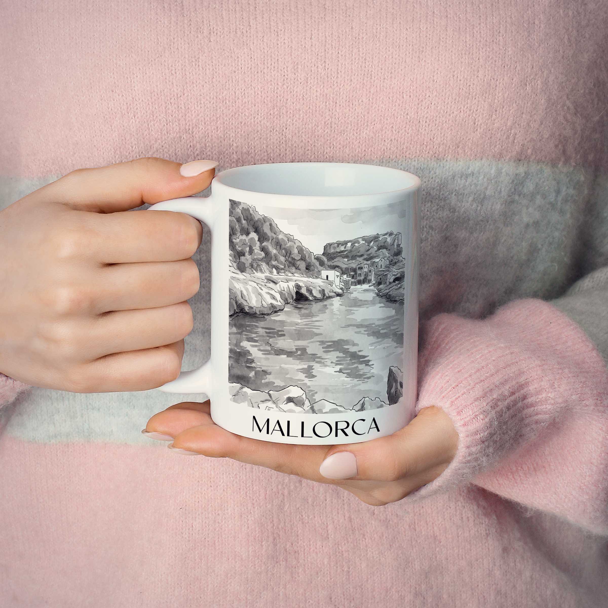 mallorca-spanien-kaffeebecher-aquarell-schwarz-weiss