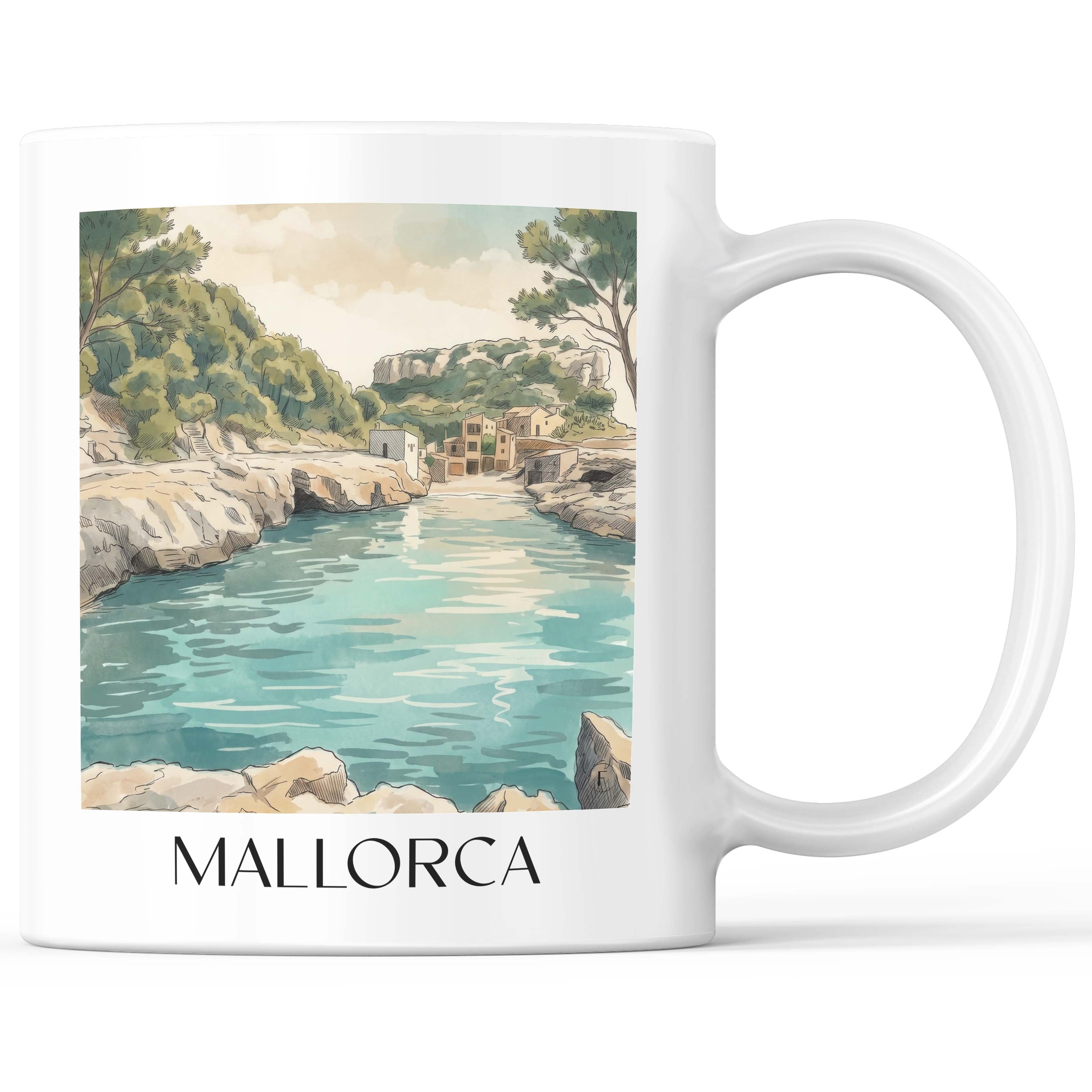 Mallorca - Spanien Becher - Kaffeetasse im Aquarell Stil - favplace