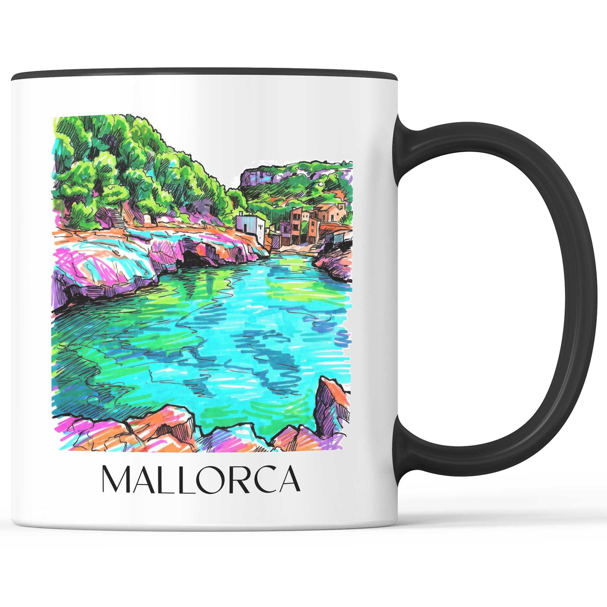 Mallorca - Spanien Becher - Kaffeetasse im Tag Graffiti Stil - favplace