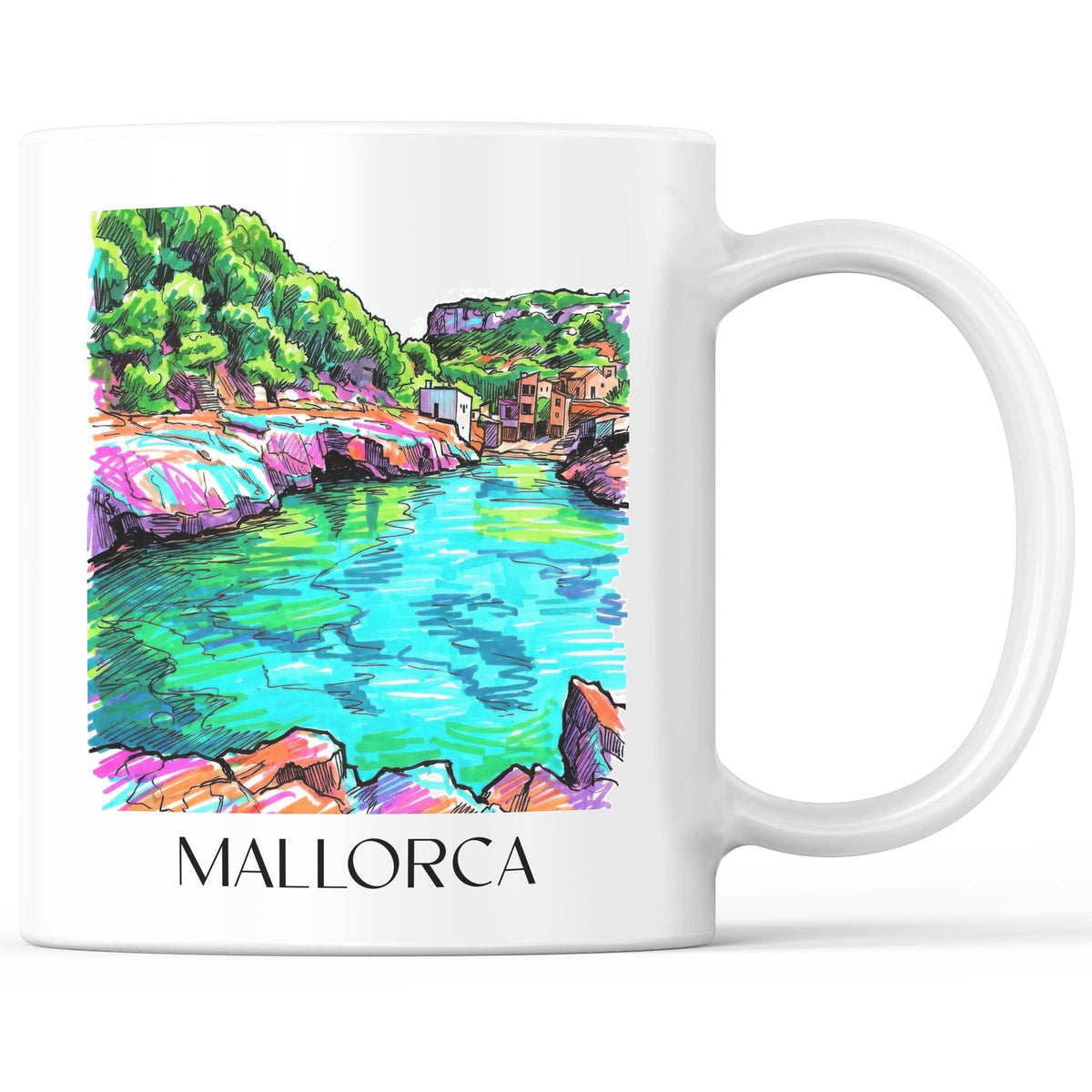 Mallorca - Spanien Becher - Kaffeetasse im Tag Graffiti Stil - favplace