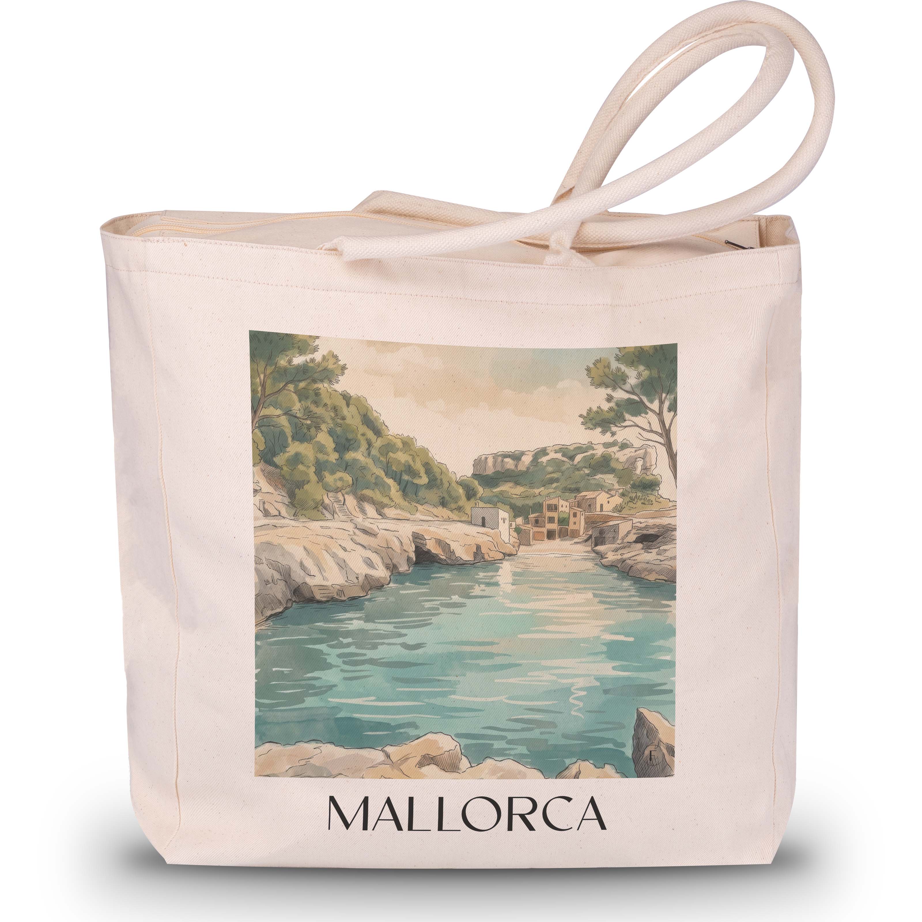 mallorca-spanien-einkaufstasche-aquarell