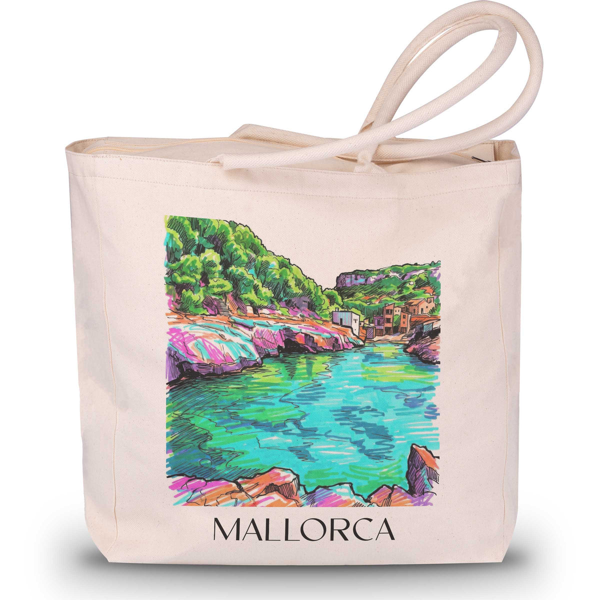 Mallorca - Spanien Tote Bag - Einkaufstasche im Tag Graffiti Stil - favplace