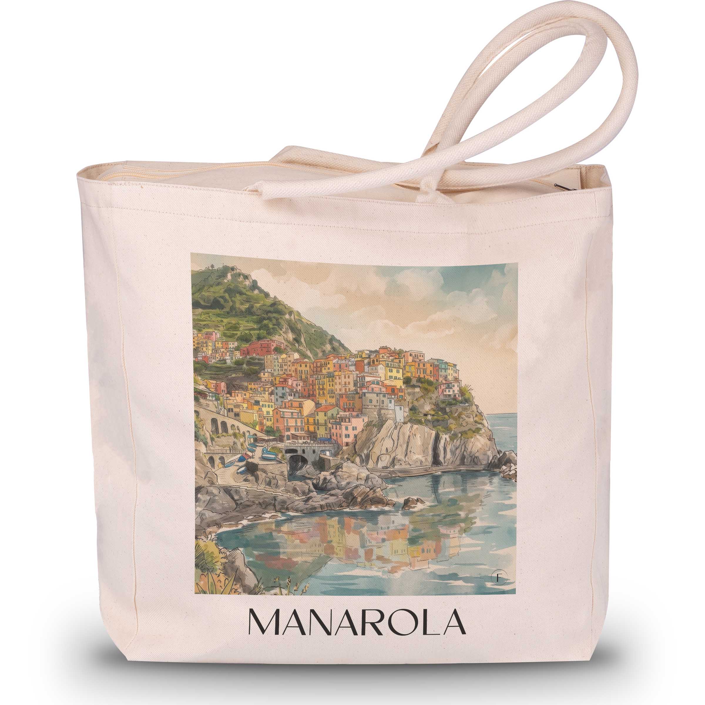 Manarola Shopping Tasche - Cinque Terre - Italien Tote Bag - Einkaufstasche im Aquarell Stil - favplace