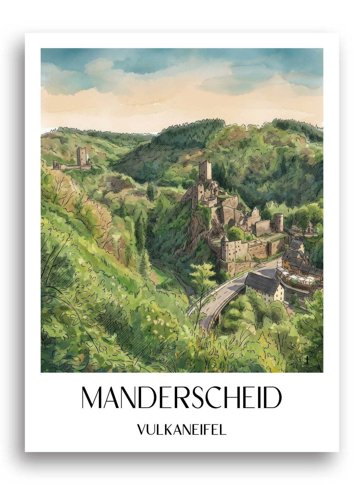 manderscheid-vulkaneifel-deutschland-poster-aquarell
