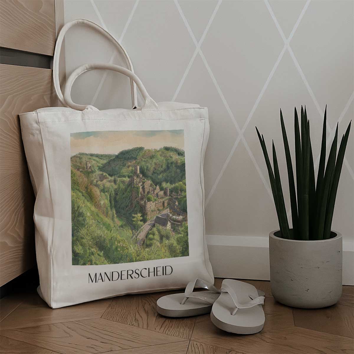 manderscheid-vulkaneifel-deutschland-einkaufstasche-aquarell