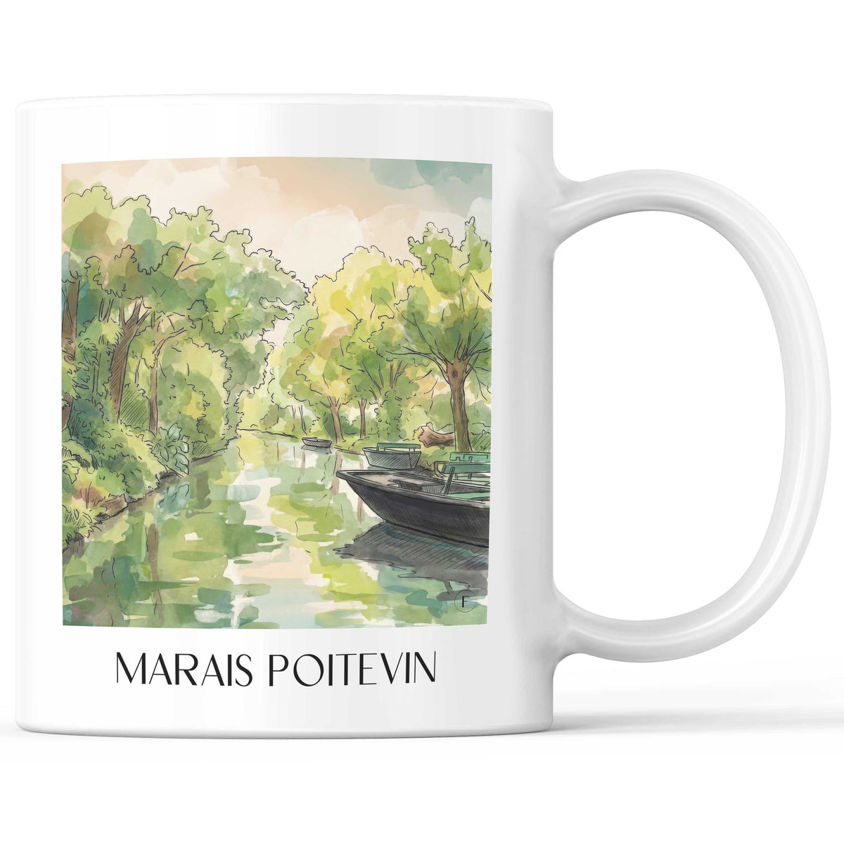 Marais Poitevin Kaffeebecher - Coulon - Frankreich Becher - Kaffeetasse im Aquarell Stil - favplace