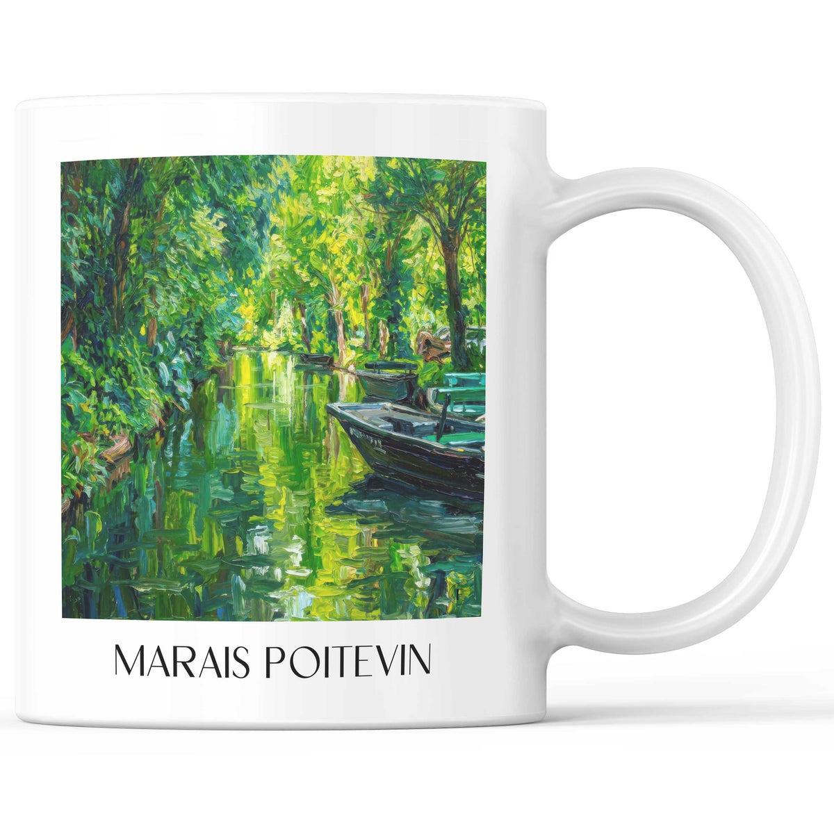 Marais Poitevin Kaffeebecher - Coulon - Frankreich Becher - Kaffeetasse im Ölgemälde Stil - favplace