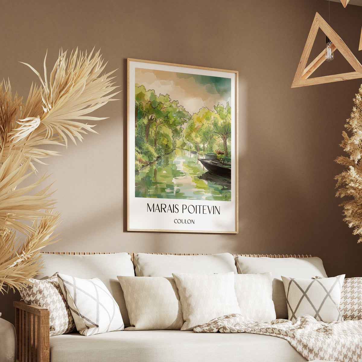 marais-poitevin-coulon-frankreich-poster-aquarell