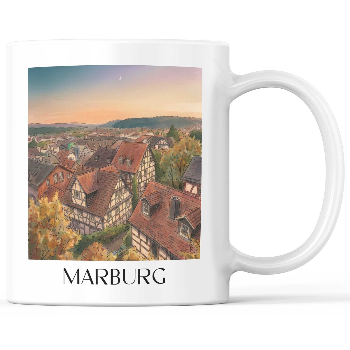 Marburg Kaffeebecher - Hessen - Deutschland Becher - Kaffeetasse im Aquarell Stil - favplace