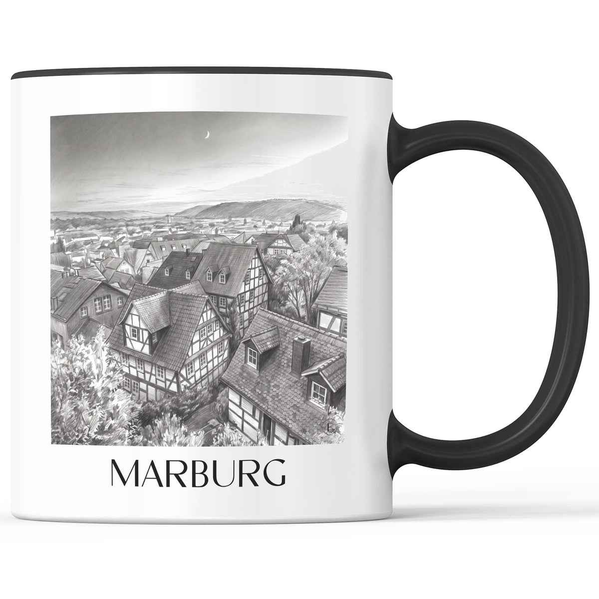 Marburg Kaffeebecher - Hessen - Deutschland Becher - Kaffeetasse im Zeichnung Stil