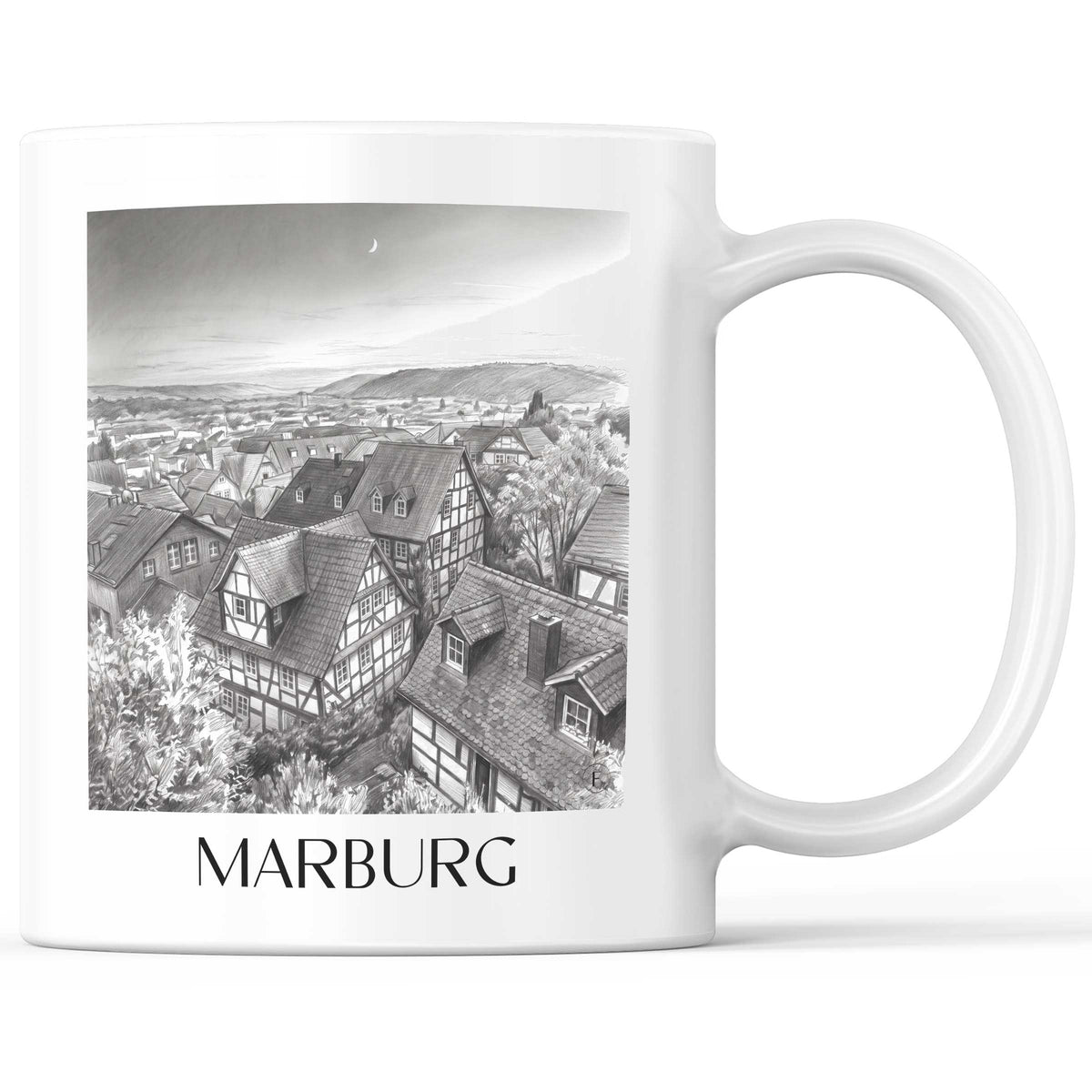 Marburg Kaffeebecher - Hessen - Deutschland Becher - Kaffeetasse im Zeichnung Stil