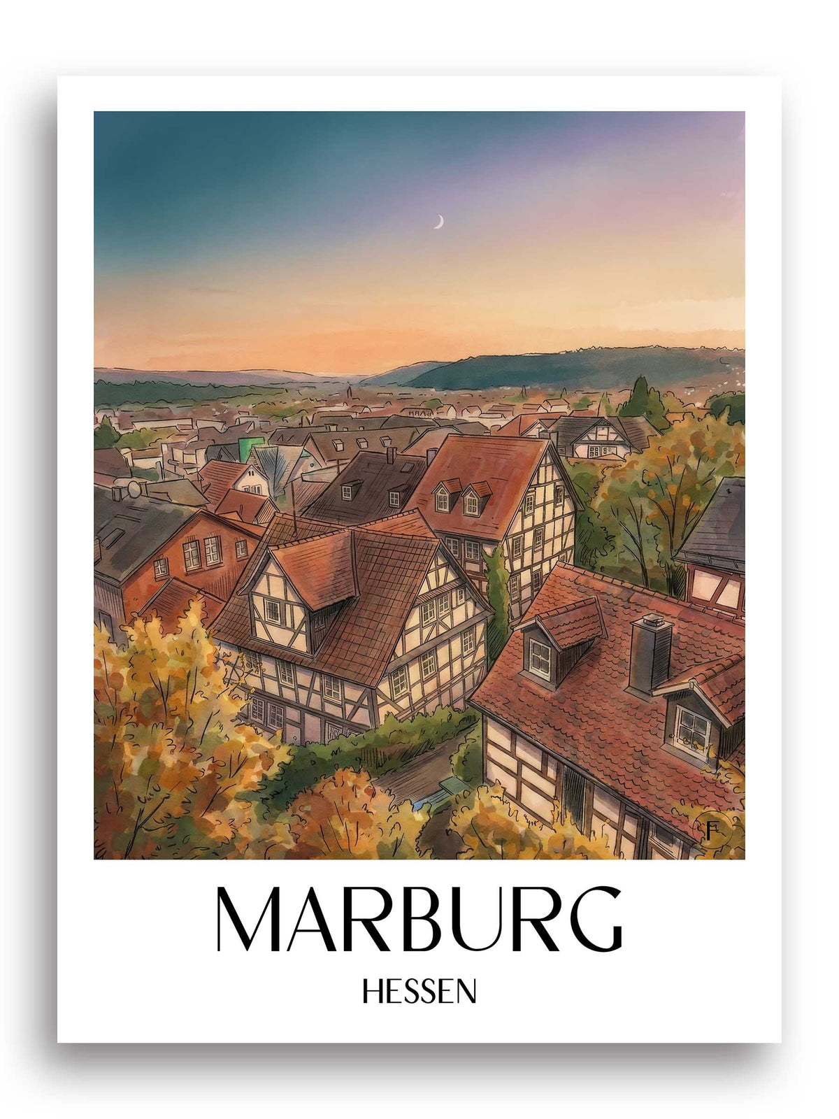 marburg-hessen-deutschland-poster-aquarell