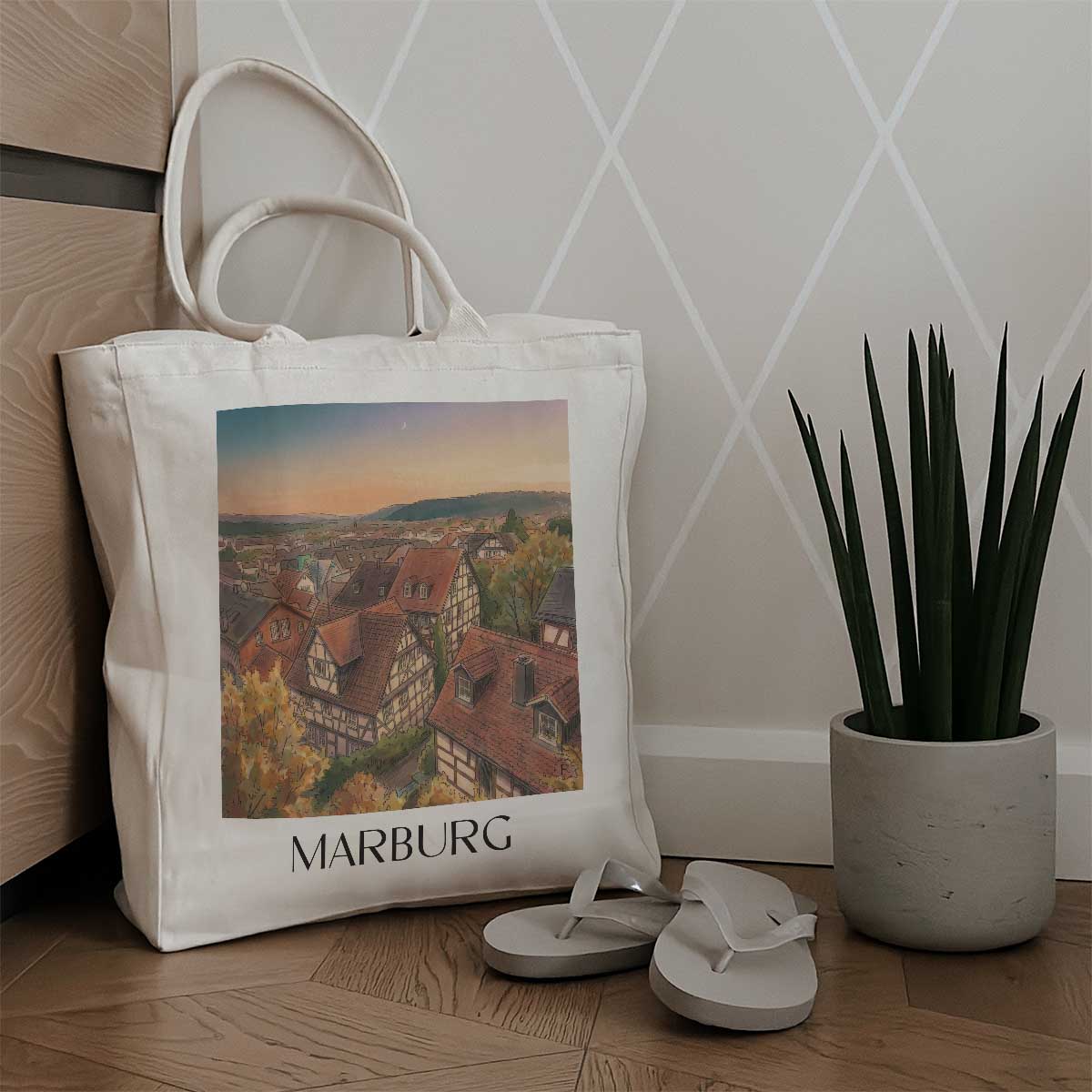 marburg-hessen-deutschland-einkaufstasche-aquarell